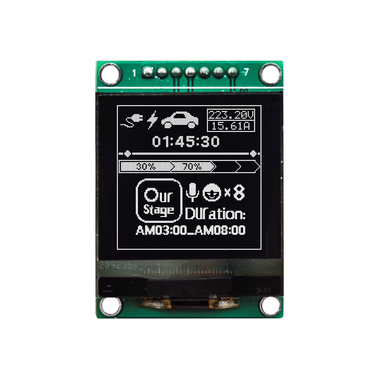 1.5英寸128x128 白色图形 OLED 模块单色显示屏 SH1107