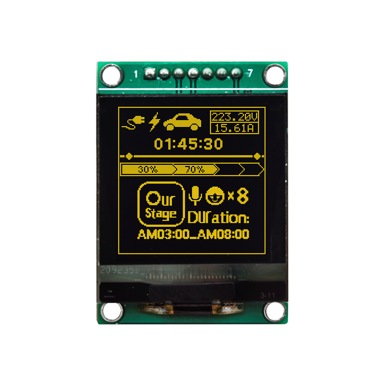 1.5 inch 128x128 Yellow Graphic OLED Module MONO DISPLAY SH1107