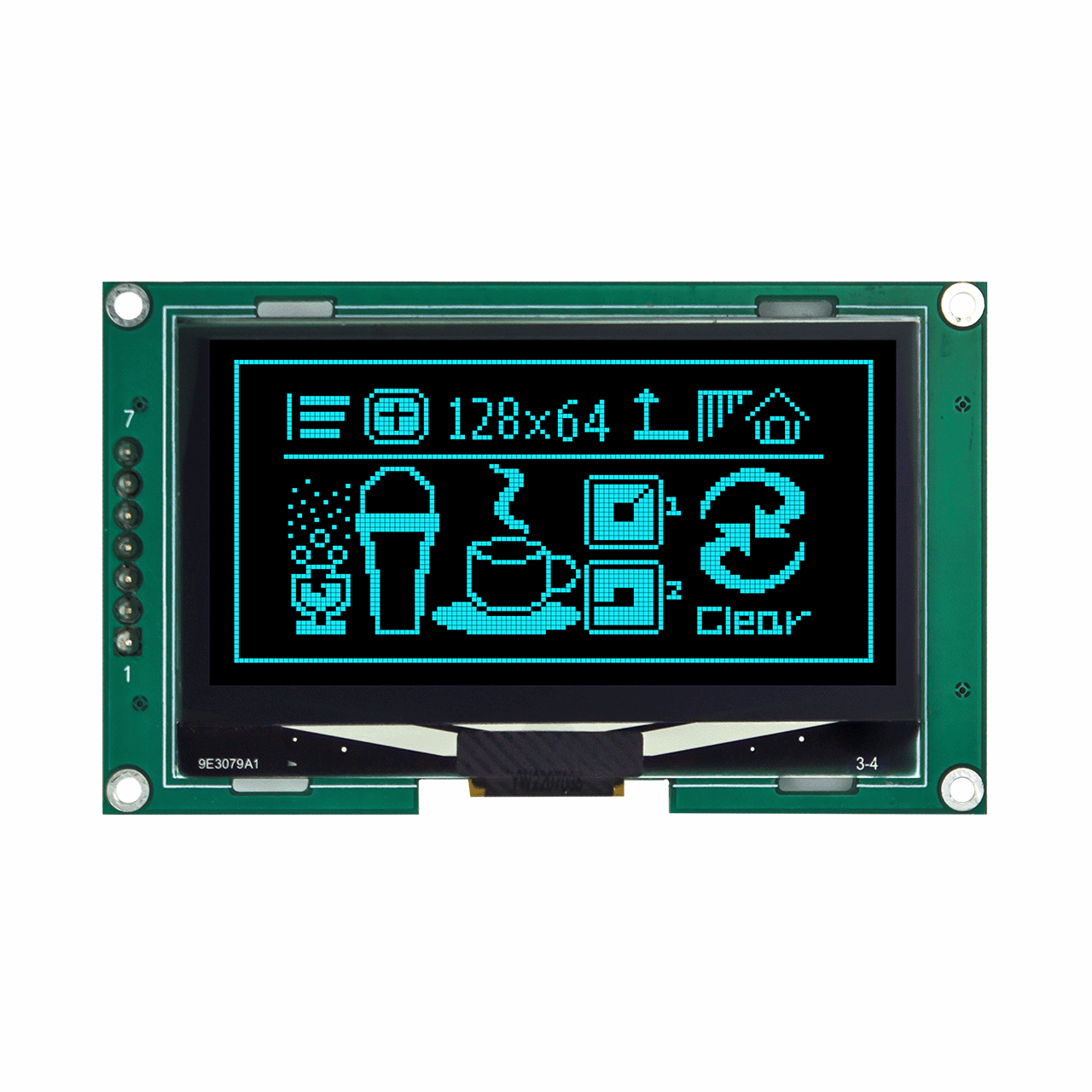128x64 2.4 英寸单色显示屏蓝色 OLED 图形 OLED 模组 SSD1309