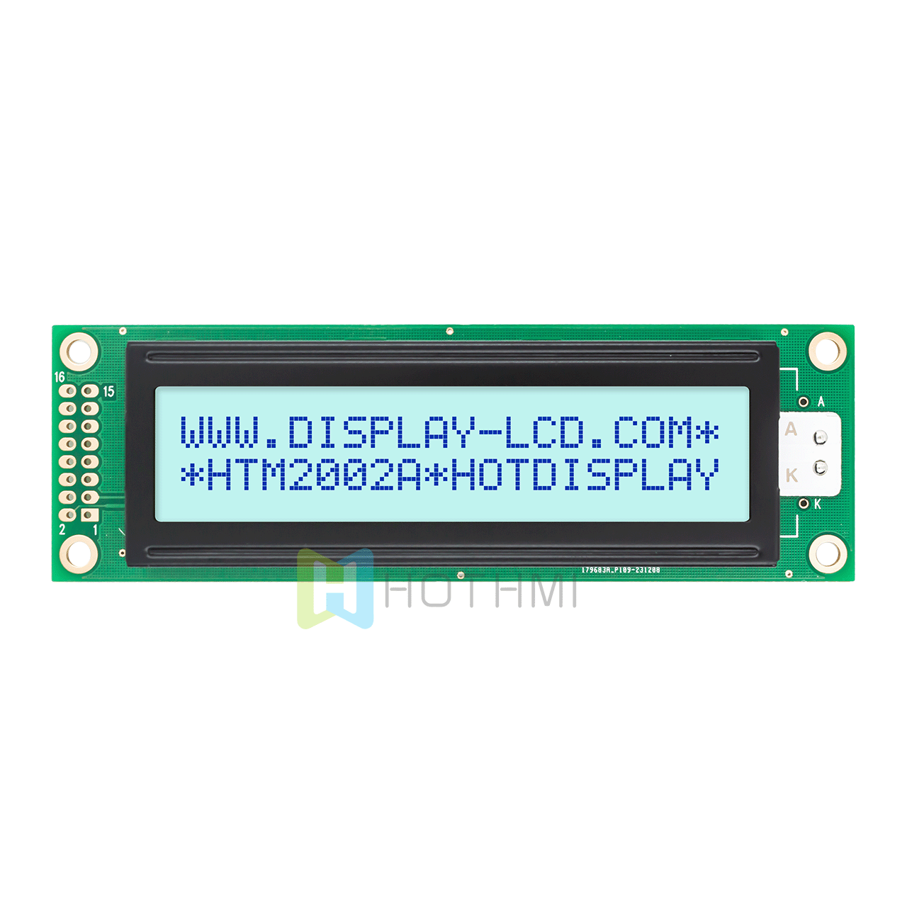 2X20 character monochrome LCD Module | STN+ gray background blue character display | 5.0V | transflective display | ST7066U controller | Adruino