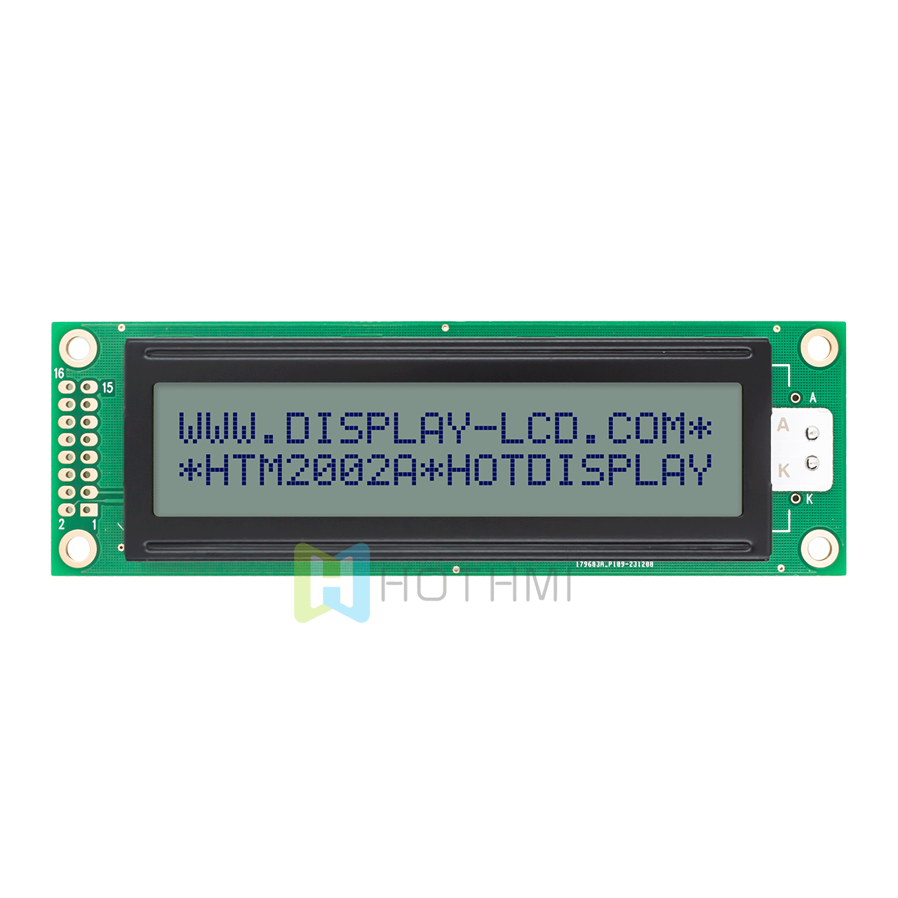 2X20 character monochrome LCD Module | STN+ gray background blue character display | 5.0V | transflective display | ST7066U controller | Adruino