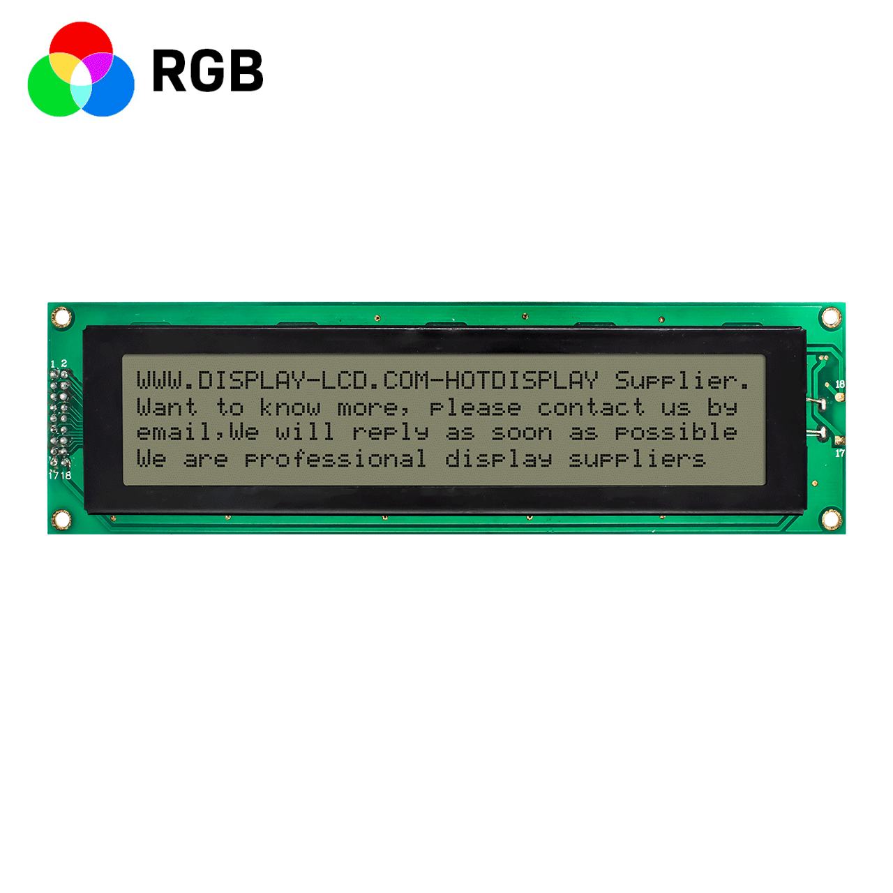 4X40 character LCD Modules | 3.3v/5.0v | FSTN (+) | RGB backlight | Arduino display | ST7066U controller