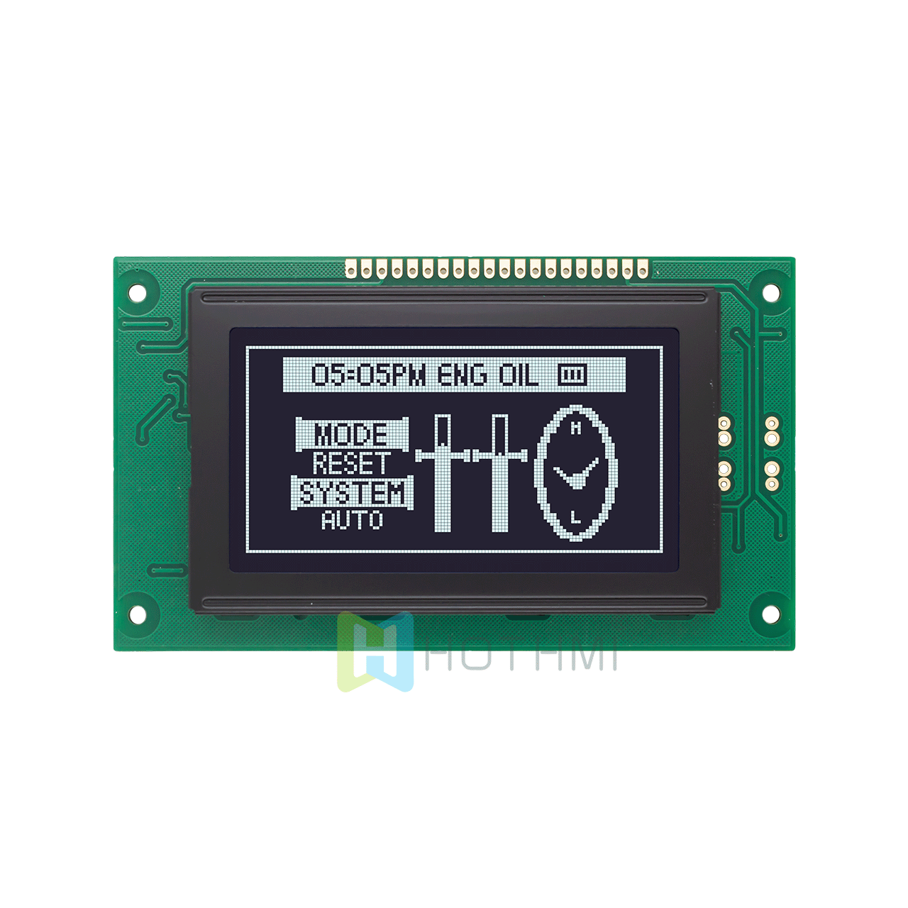 3.2"128X64 monochrome graphic LCD module | with white backlight | DSTN(-) | MCU interface | Adruino | black background with white graphics | KS0107+KS0108 or compatible