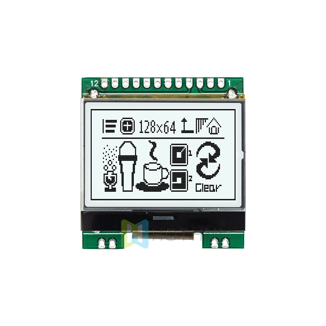 1.7"128X64图形液晶模块| FSTN + 白边背光平行显示屏超低温-40°