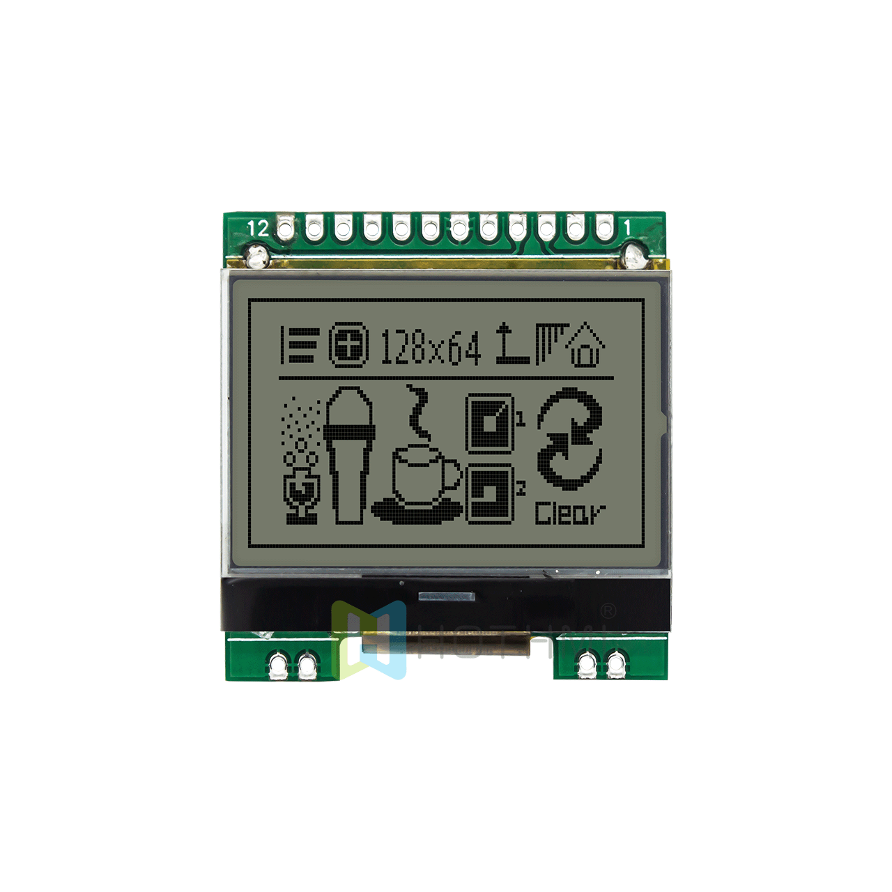 1.7"128X64图形液晶模块| FSTN + 白边背光平行显示屏超低温-40°