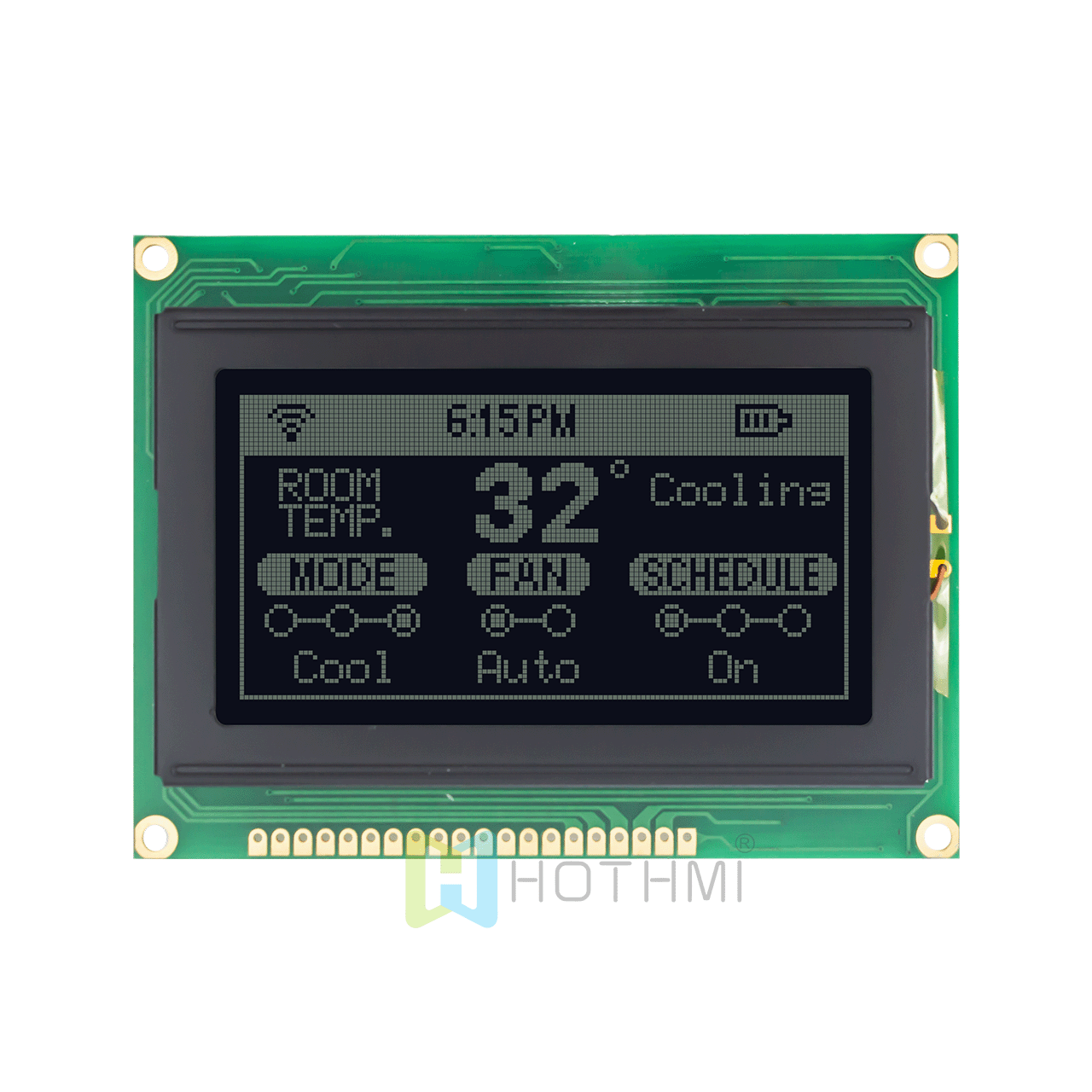 3.2-inch grayscale graphic display/128x64 graphic LCD module/DSTN negative display white backlight/KS0108+KS0107 or compatible/5.0v/translucent polarizer