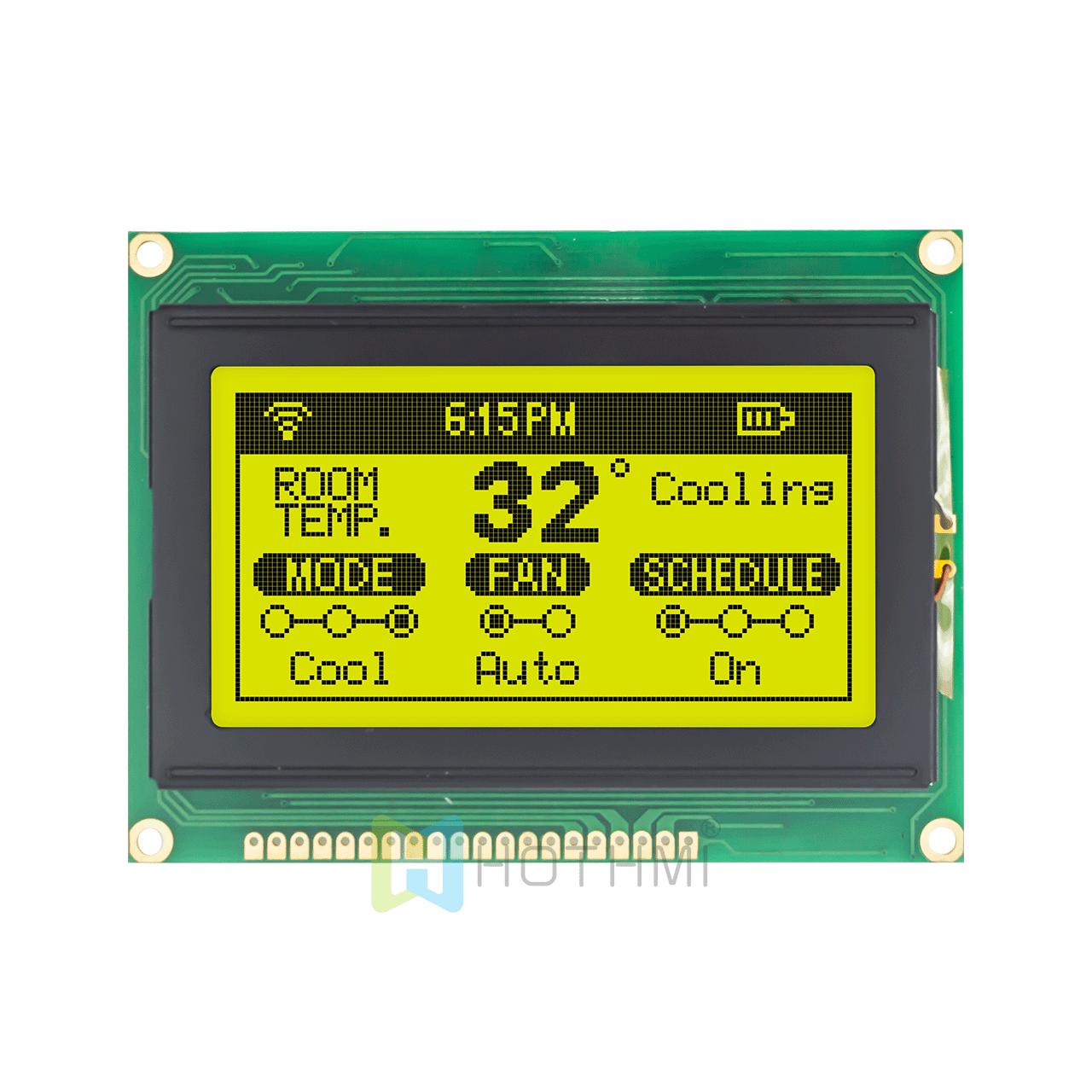 3.2" LCD12864 LCD screen/LCM128x64 graphic dot matrix module/yellow-green background with gray characters