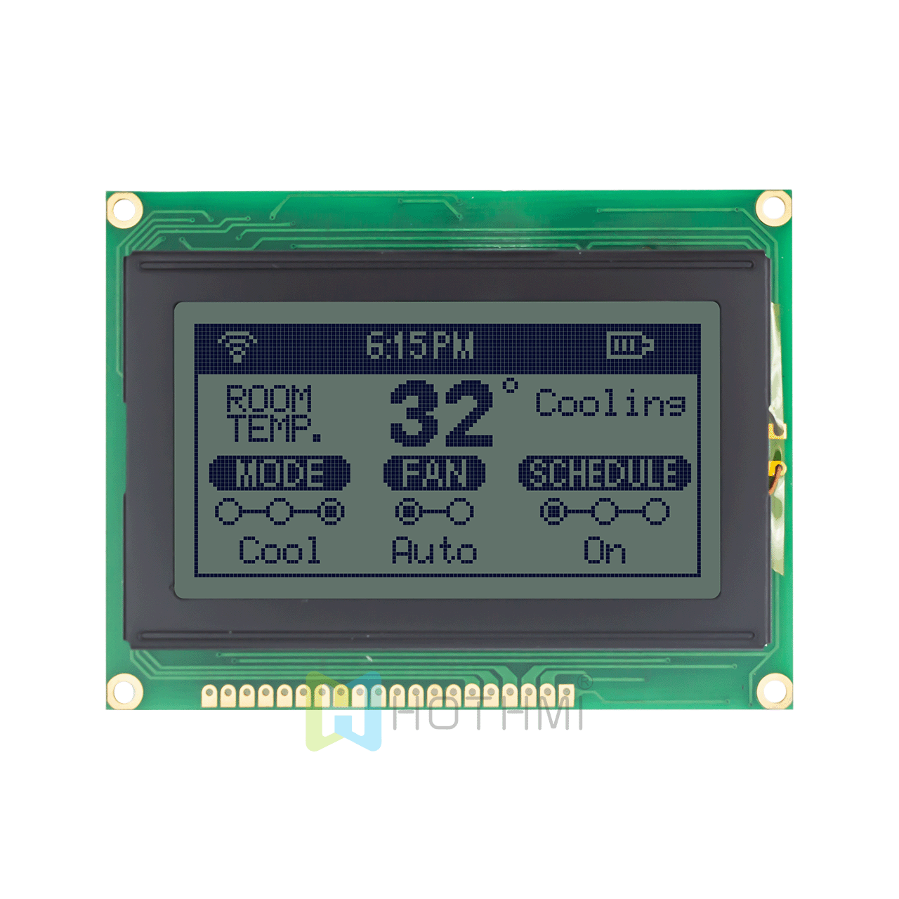 3.2"LCD12864液晶屏/LCM128x64图形点阵模块/黄绿底灰色字