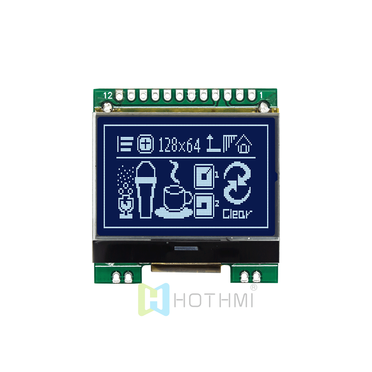 1.7"LCD12864 LCD screen/LCM128x64 graphic dot matrix module/white text on black background/multiple language fonts/1.7 inches/DFSTN negative display