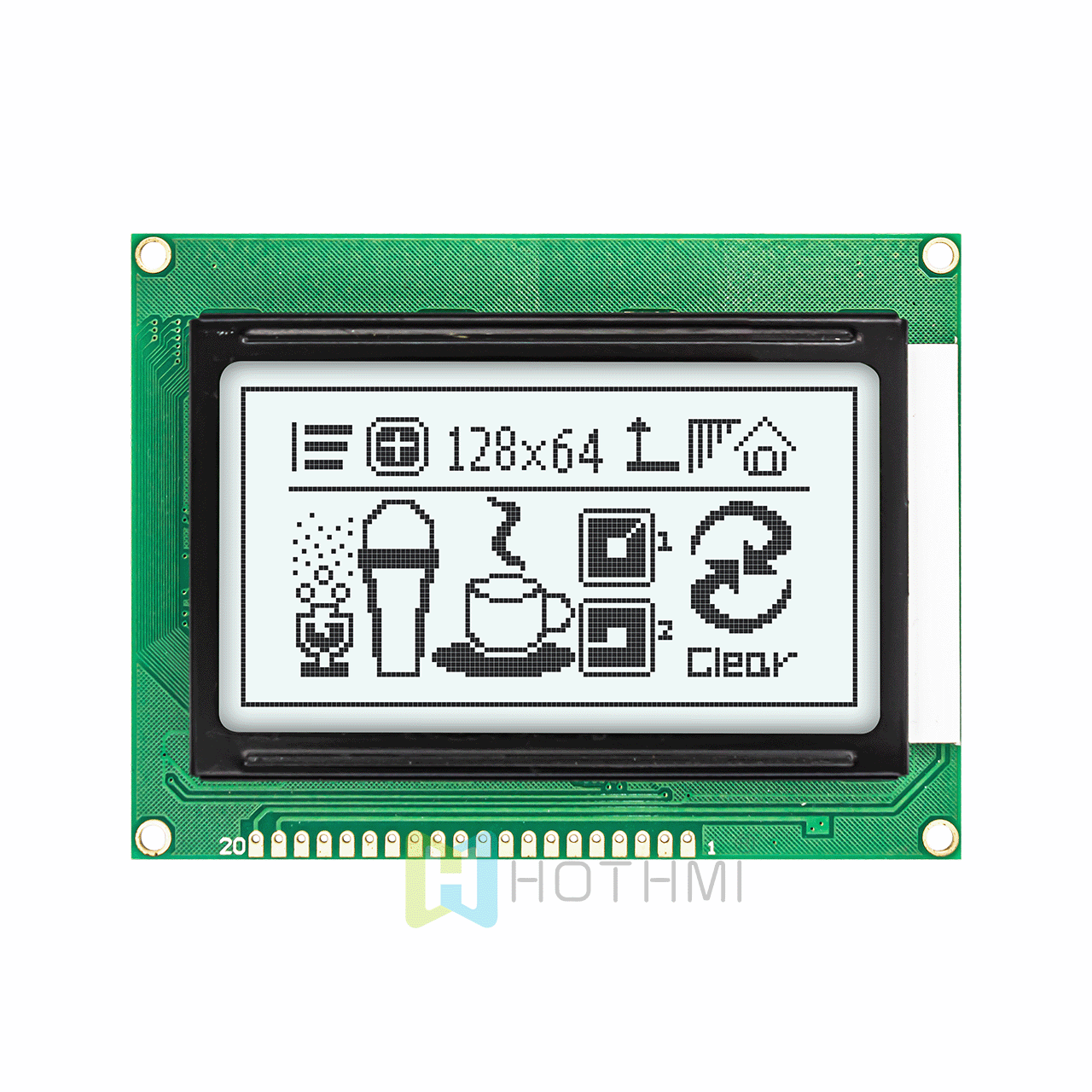 3.2 inch 128X64 monochrome graphic dot matrix module LCM/white background with gray text/ST7920 control chip/Arduino