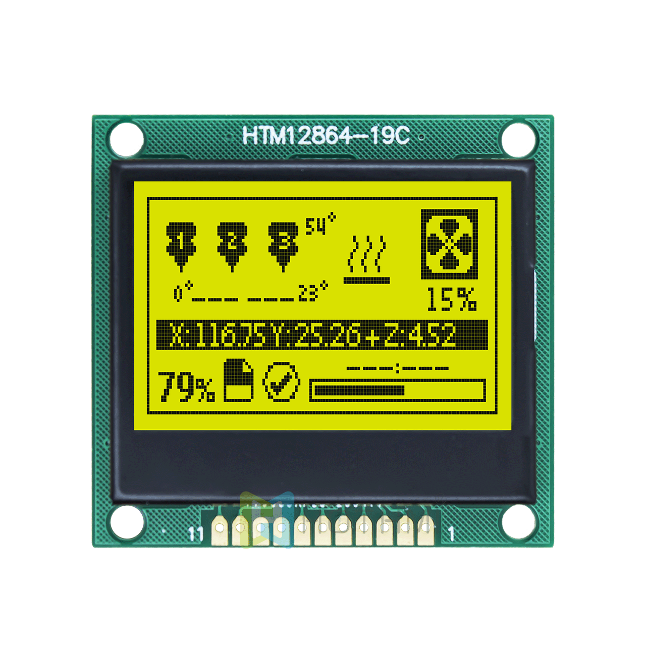 1.7 "128 x 64 LCD graphic display module | STN positive yellow-green backlight | Arduino