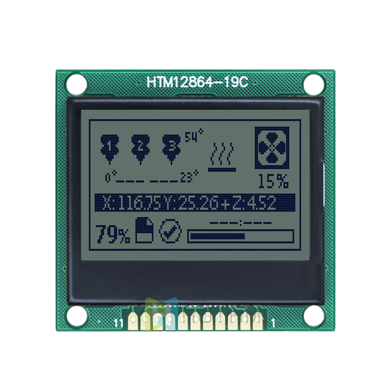 1.7 "128 x 64 LCD graphic display module | STN positive yellow-green backlight | Arduino