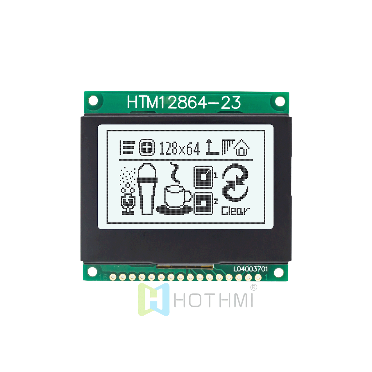 2.0-inch graphic dot matrix module/128x64 graphic LCD module/ST7565 driverchip/gray text on white background