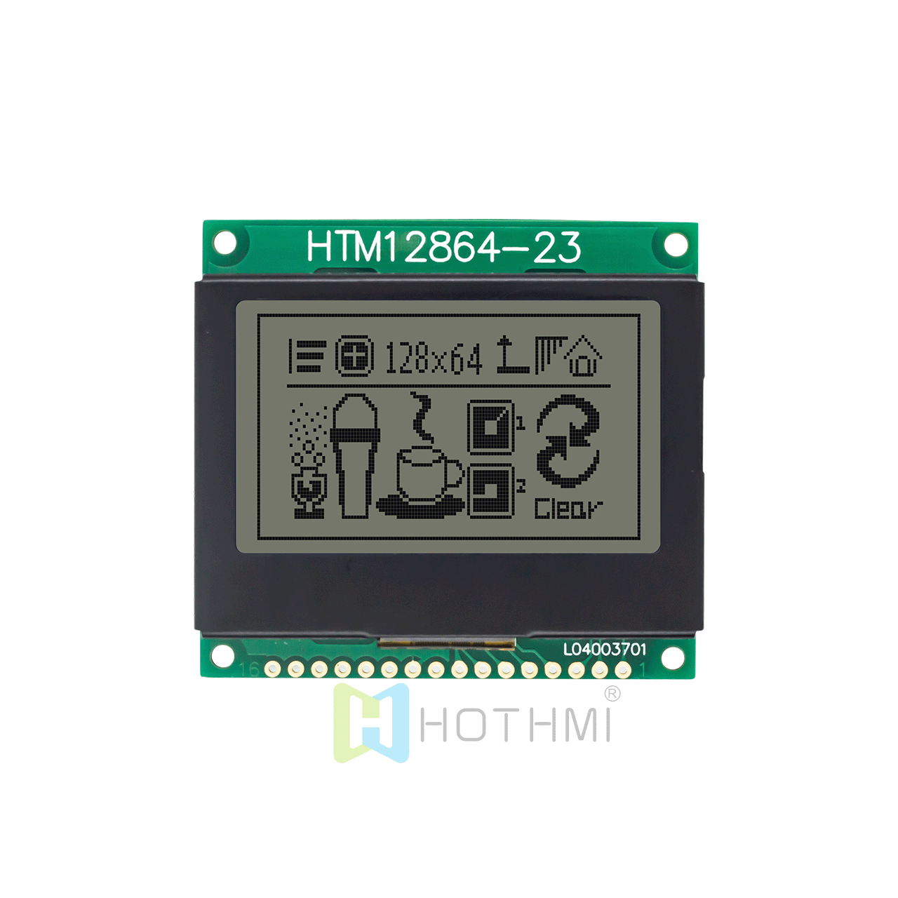 2.0-inch graphic dot matrix module/128x64 graphic LCD module/ST7565 driverchip/gray text on white background