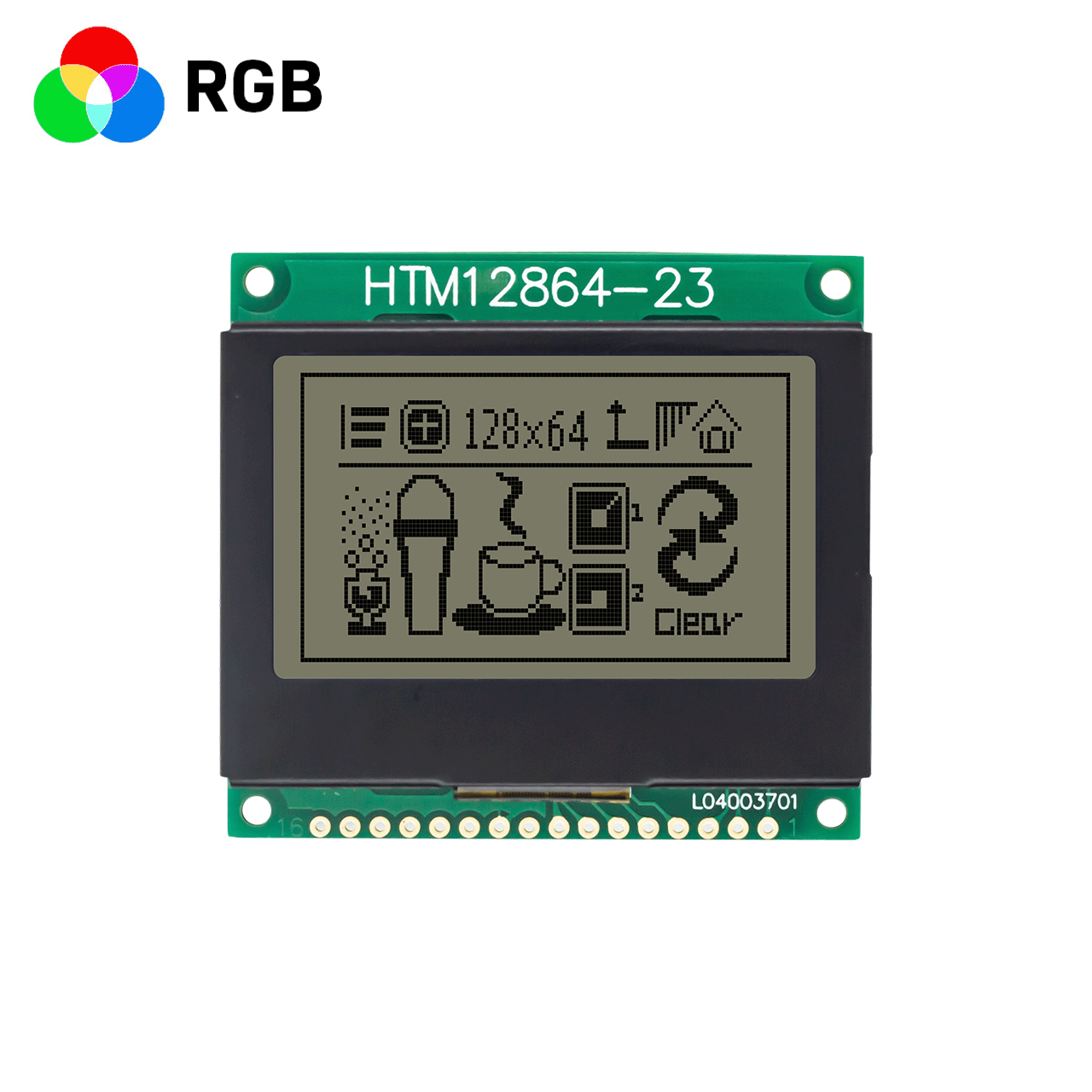 2.0 inch LCD graphic screen/128x64 graphic dot matrix LCM/red, green and blue backlight/MCU/ST7565