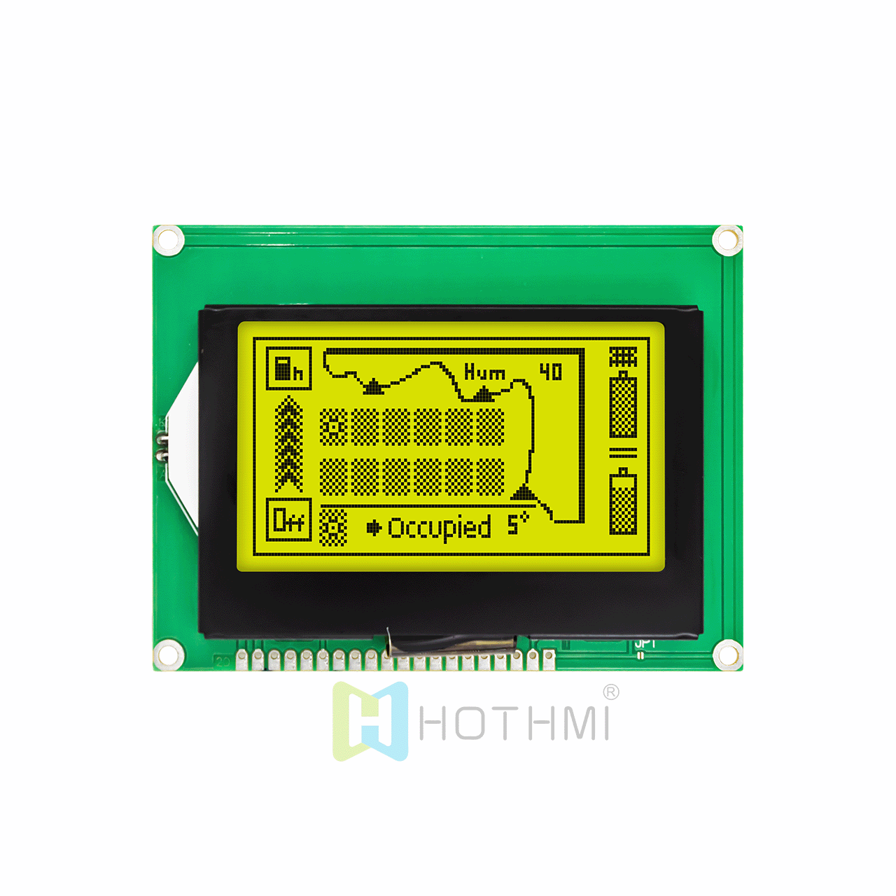 3-inch graphic LCD module | 128x64 graphic dot matrix module | 128 X 64 graphic LCD display | STN positive yellow-green backlight | SPI interface