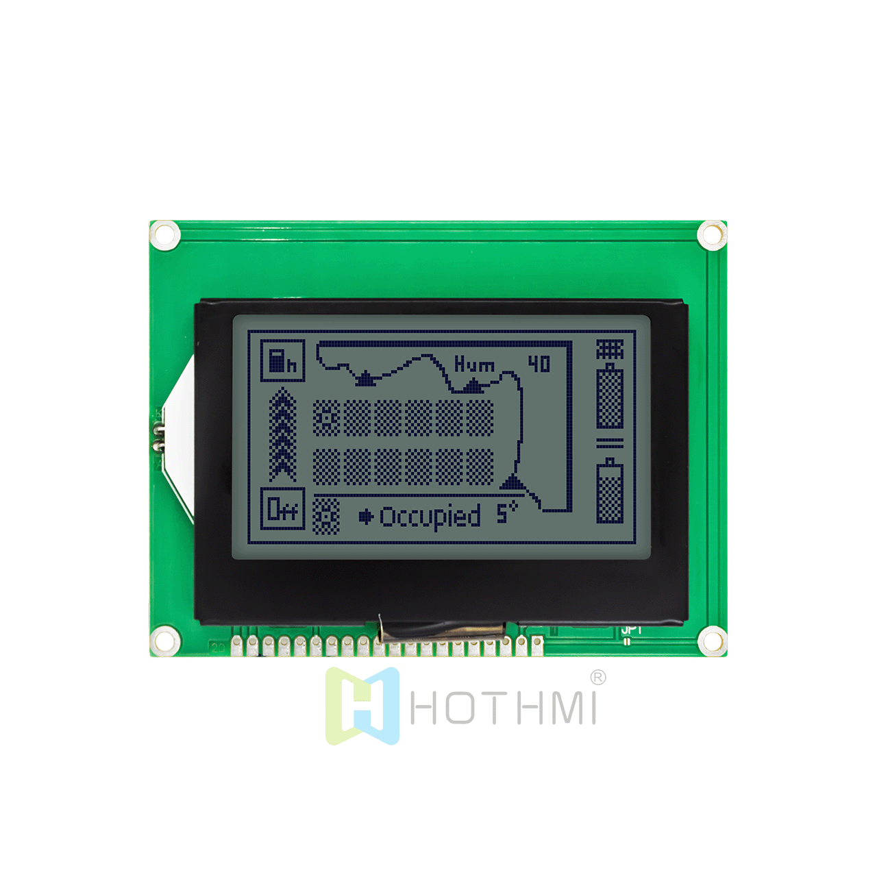 3-inch graphic LCD module | 128x64 graphic dot matrix module | 128 X 64 graphic LCD display | STN positive yellow-green backlight | SPI interface