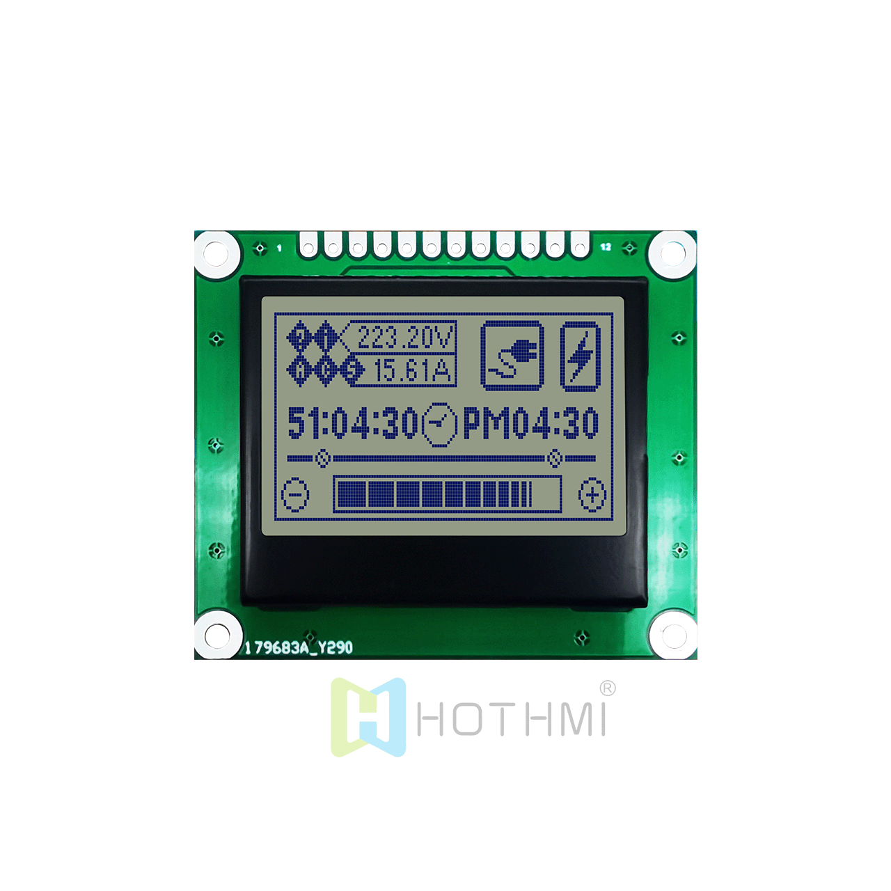 1.7" Graphic LCD | 128 x 64 Graphic LCD | STN + Transflective Polarizer | Blue on Gray