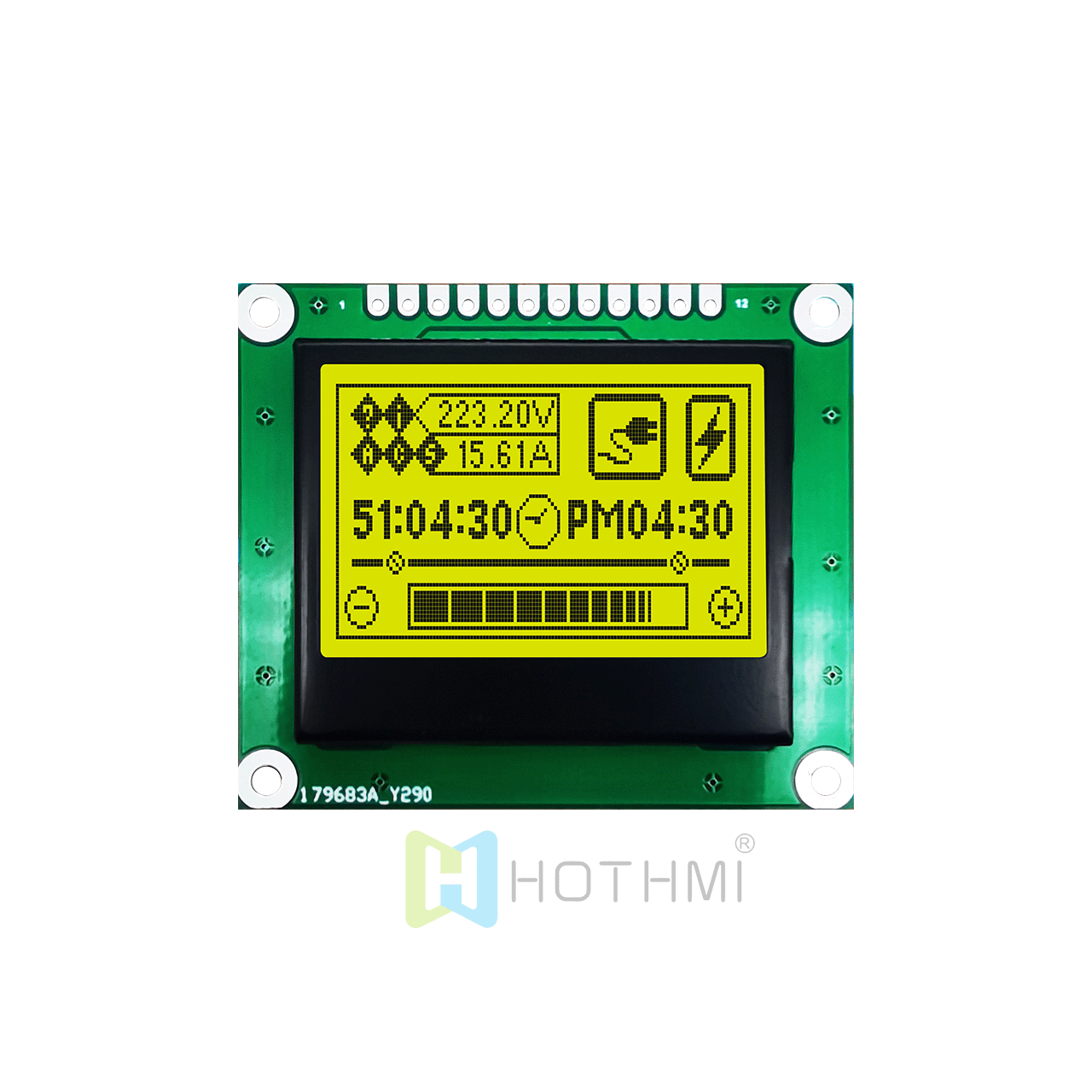 1.7" 128x64 Graphic LCD Block | 128 x 64 Graphic LCD | STN + Yellow-Green Backlight | 3.3V