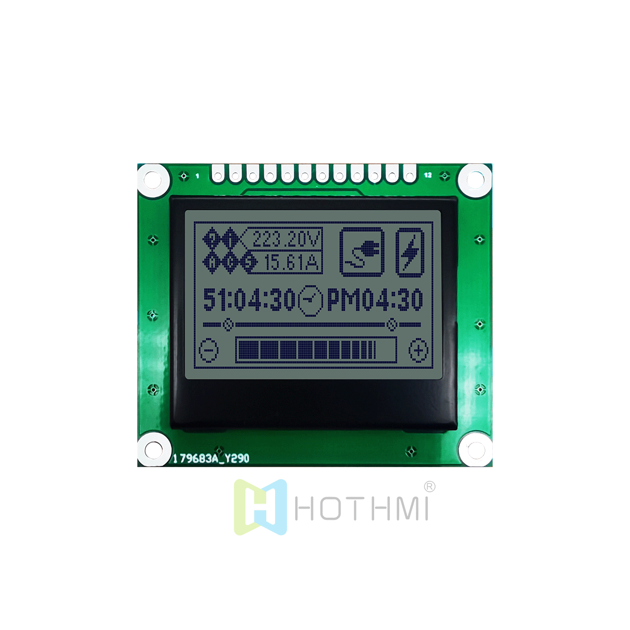1.7" 128x64 Graphic LCD Block | 128 x 64 Graphic LCD | STN + Yellow-Green Backlight | 3.3V