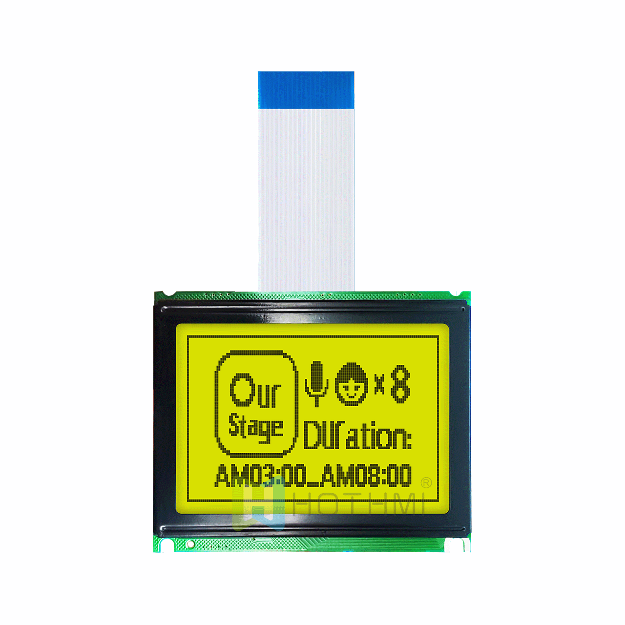 3" 128 x 64 LCD Graphic Display | 128x64 Graphic LCD Module | STN Positive Display Yellow-Green Backlight