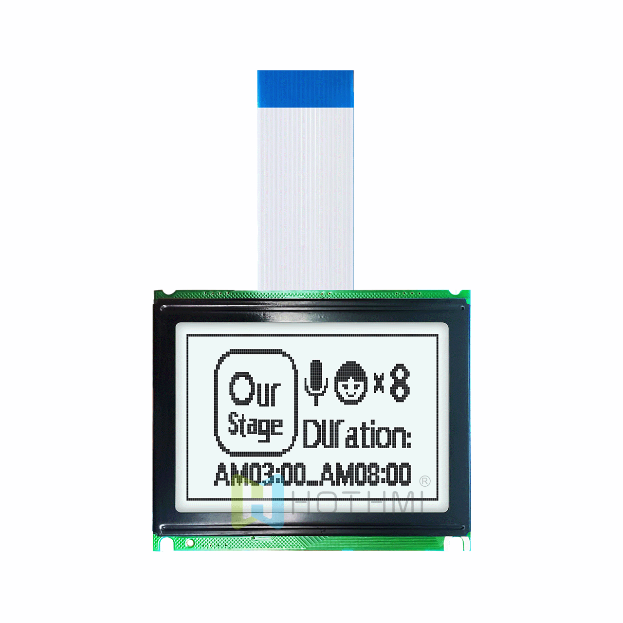 3"128x64 LCD Graphic Display | 128x64 Graphic LCD Module | FSTN Positive White Backlight | Gray Text on White Background | Transflective Polarizer