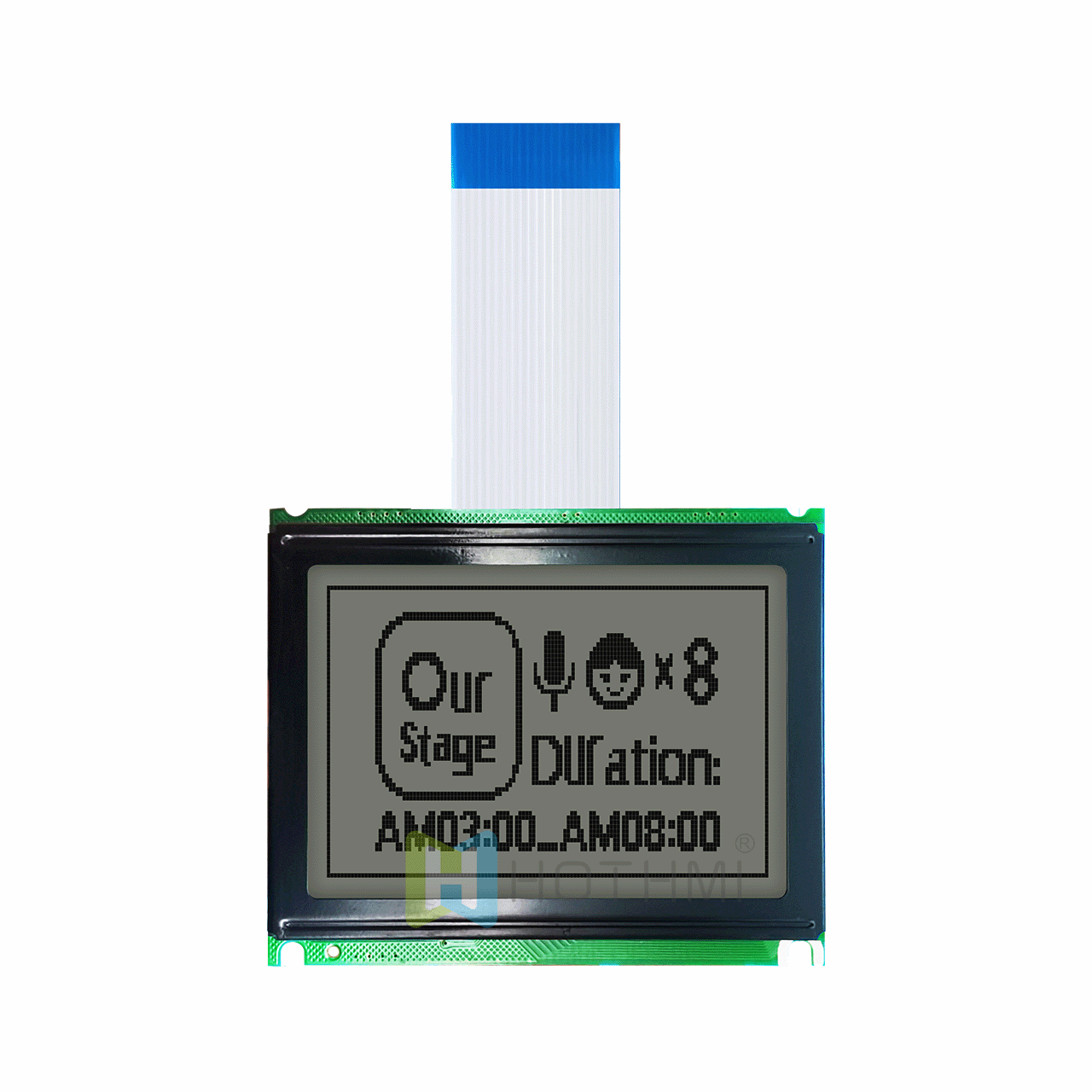 3"128x64 LCD Graphic Display | 128x64 Graphic LCD Module | FSTN Positive White Backlight | Gray Text on White Background | Transflective Polarizer