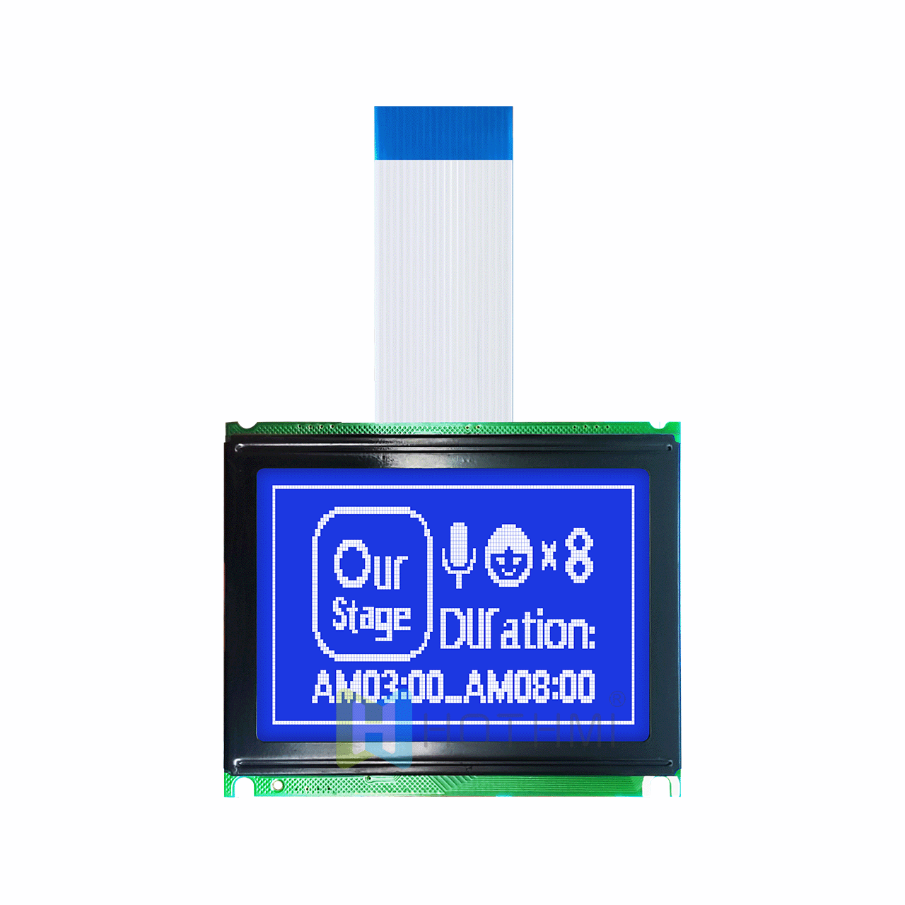 3 inch 128x64 LCD Graphic Display Module | STN Negative Display | White Backlight | White on Blue | Transmissive Polarizer