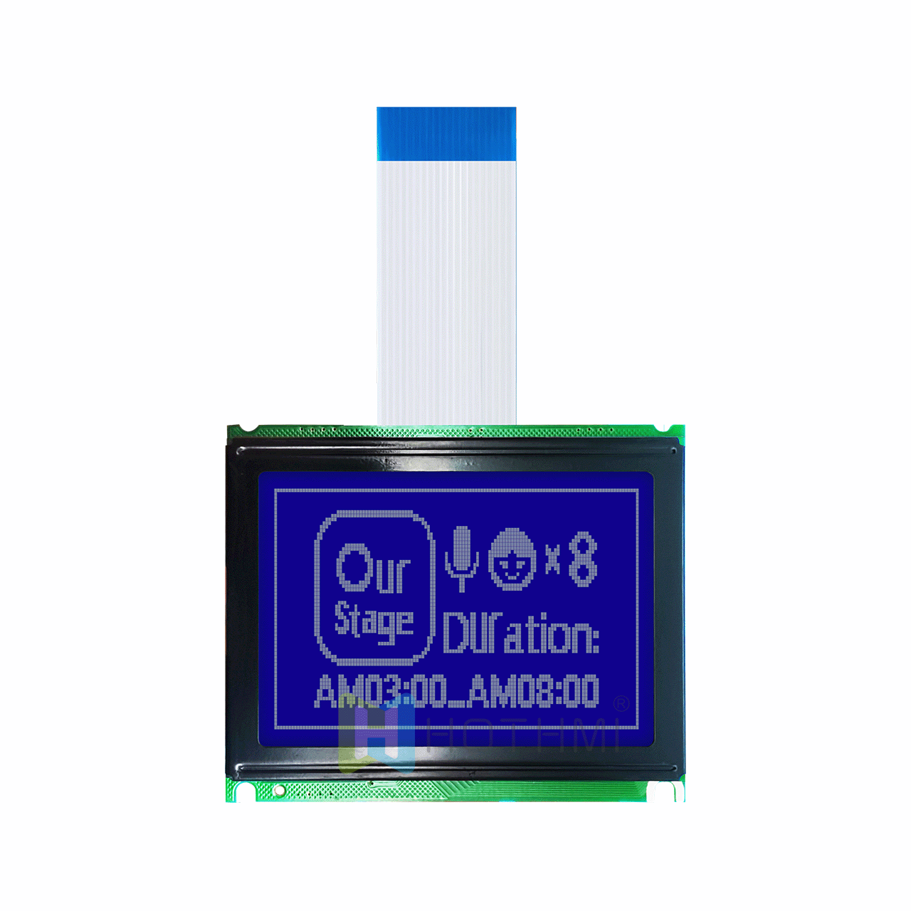 3 inch 128x64 LCD Graphic Display Module | STN Negative Display | White Backlight | White on Blue | Transmissive Polarizer
