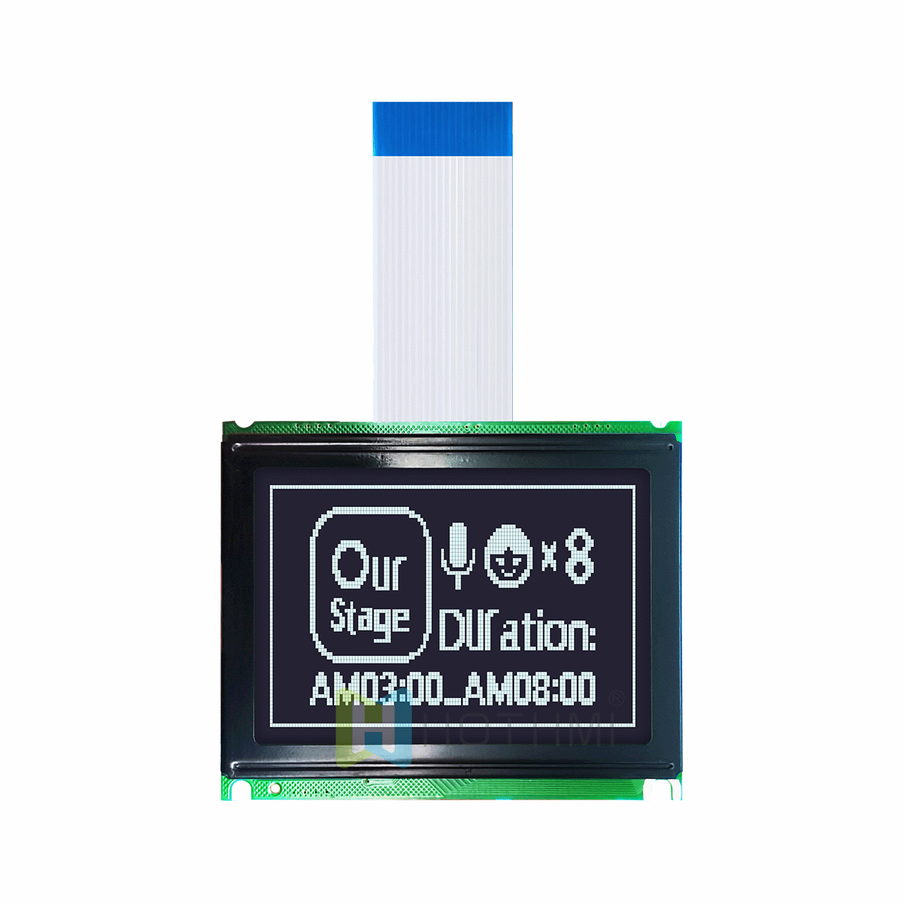 3 inch 128x64 LCD Graphic Display Module | DFSTN Negative Display | White on Black | Transflective Polarizer