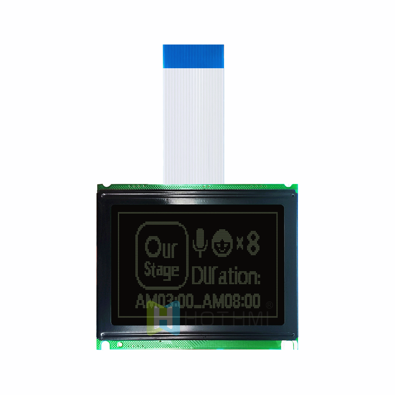 3 inch 128x64 LCD Graphic Display Module | DFSTN Negative Display | White on Black | Transflective Polarizer