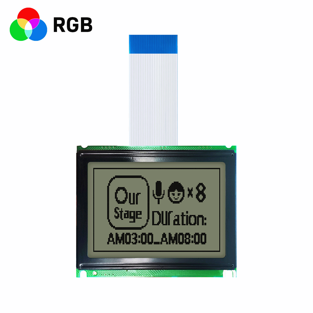 3-inch 128x64 Graphic LCD Display | FSTN Positive Display | Red, Green and Blue Backlight | Fully Transmissive Polarizer