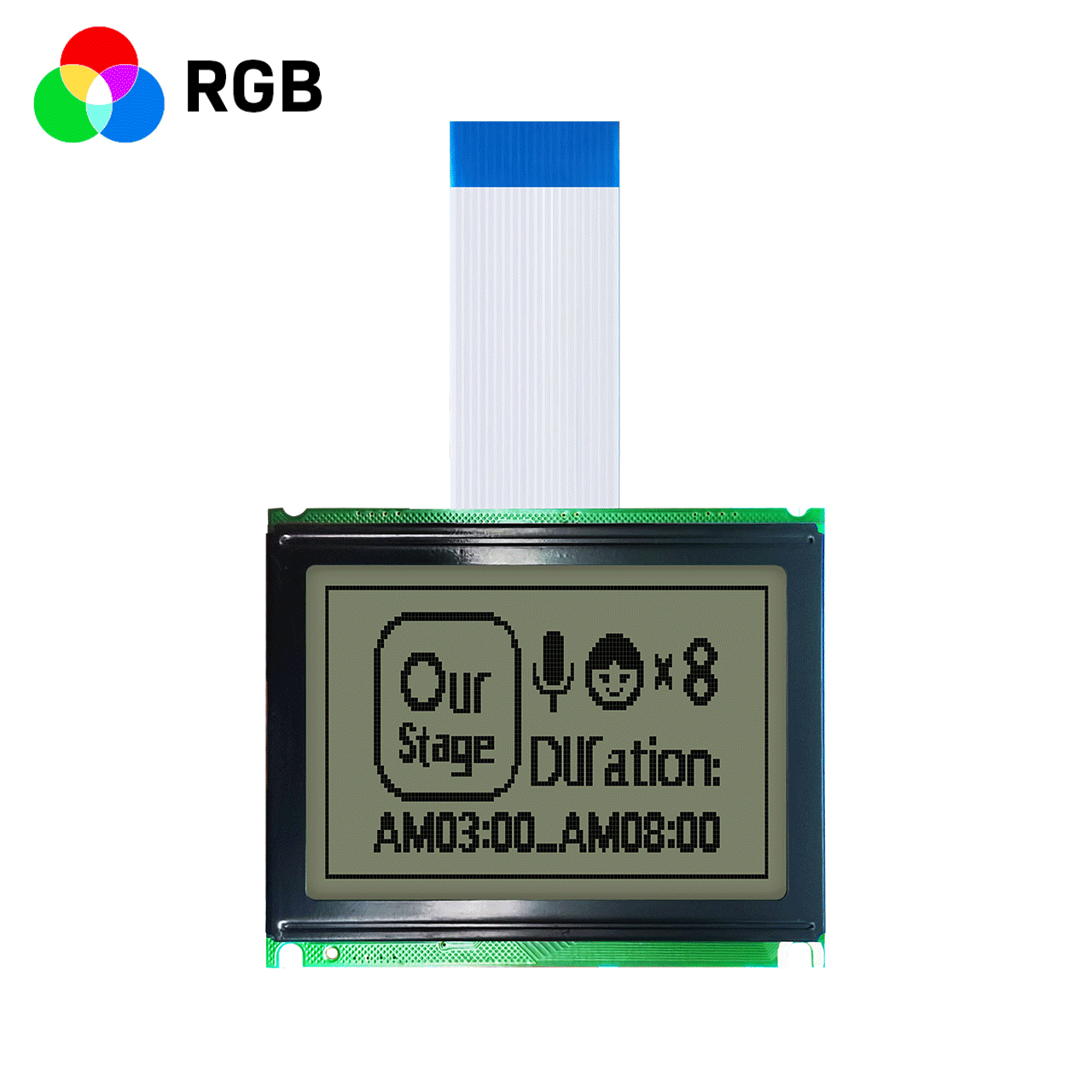 3-inch 128x64 Graphic LCD Display | FSTN Positive Display | Red, Green and Blue Backlight | Fully Transmissive Polarizer
