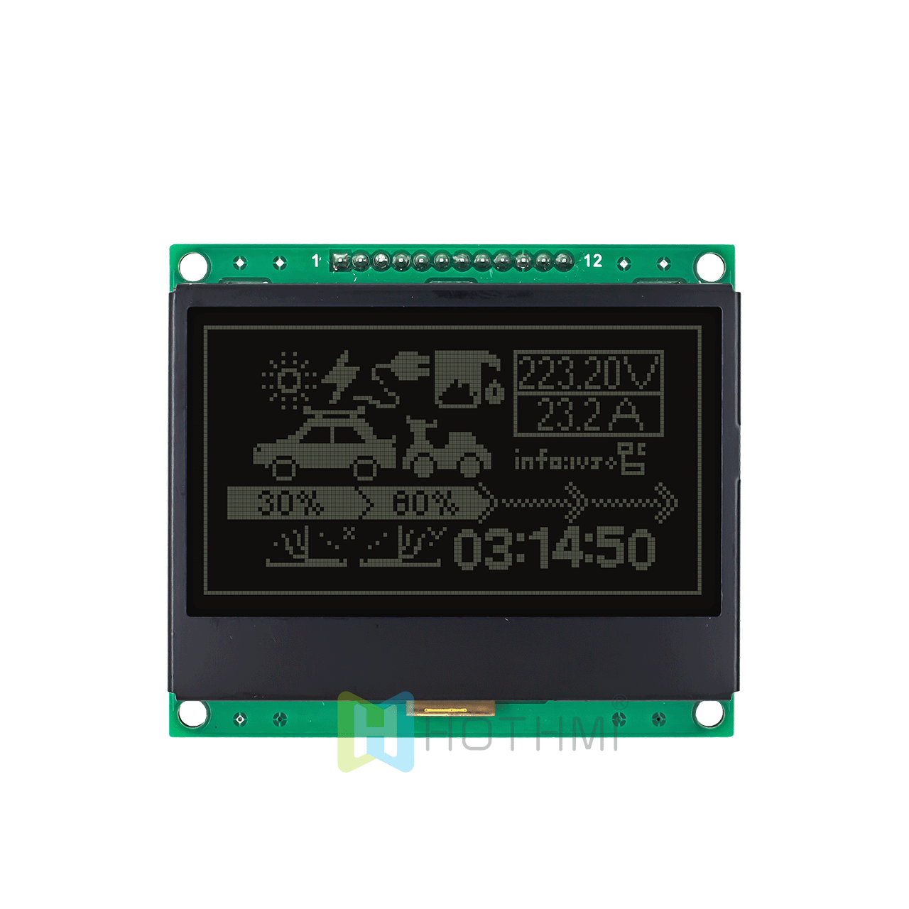 3 inch 128x64 Graphic LCD Display Module | SPI Interface | Black Background White Text | DFSTN Negative Film | Arduino