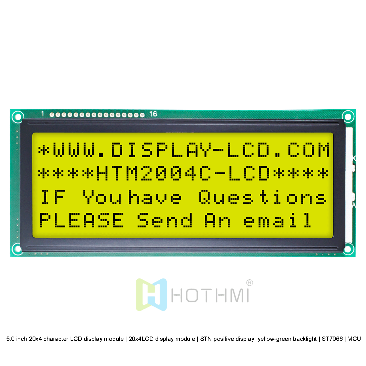 5.0 inch 20x4 character LCD modules | 20x4LCD display module | STN positive display, yellow-green backlight | ST7066 | MCU interface