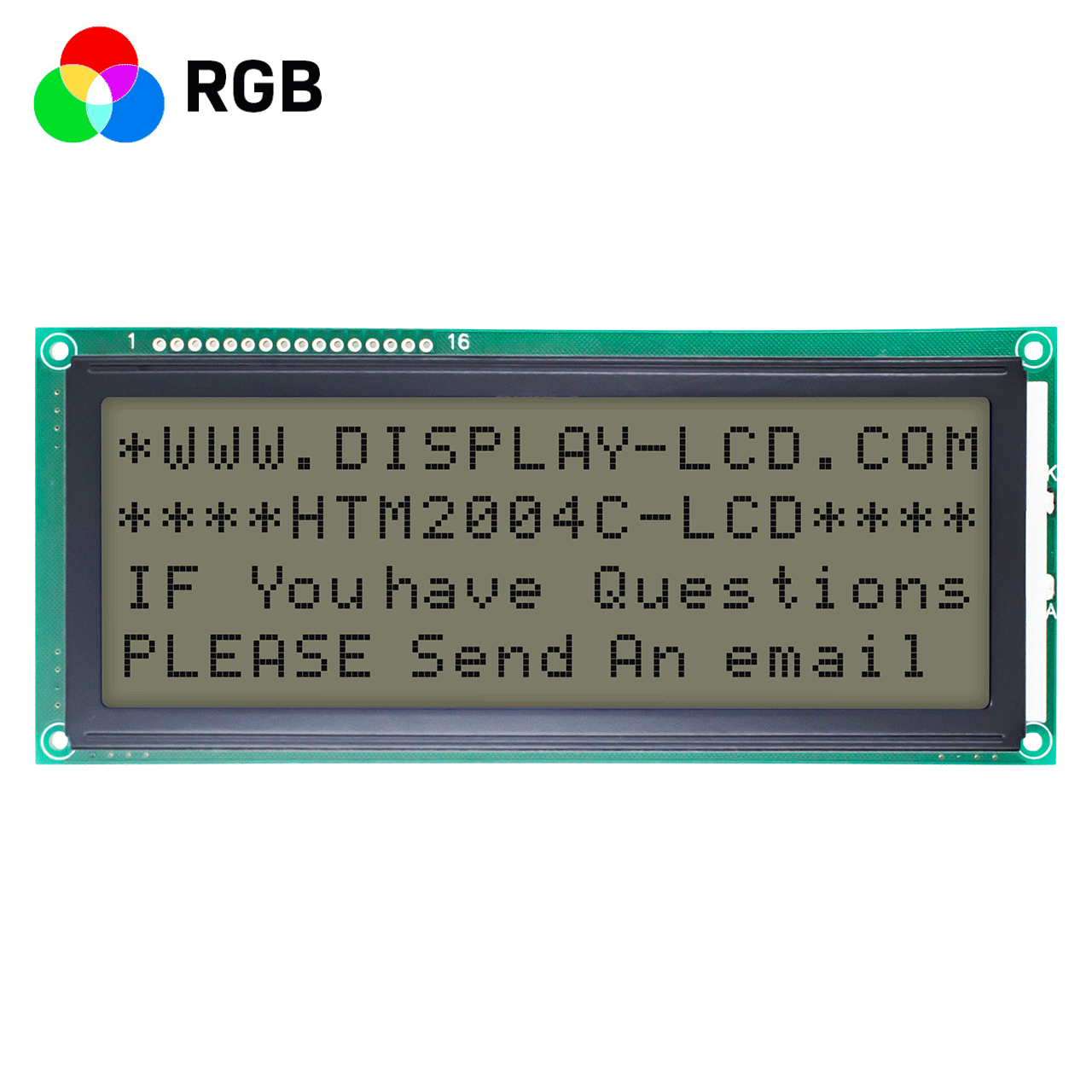 5.0 inch 20x4 LCD Character Modules | FSTN Positive Display, RGB Red, Green and Blue Backlight | ST7066 | MCU Interface | For Arduino | Fully Transparent Polaroid