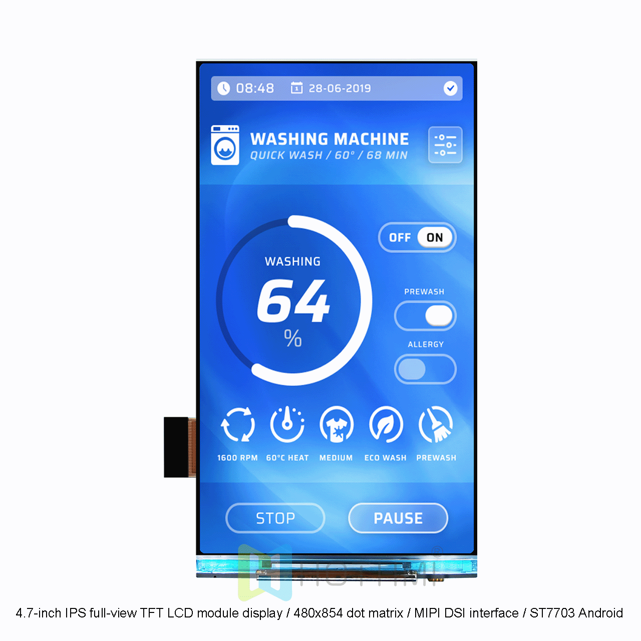 4.7-inch IPS full-view TFT LCD module display / 720x1280 dot matrix / MIPI DSI interface / ST7703 Android