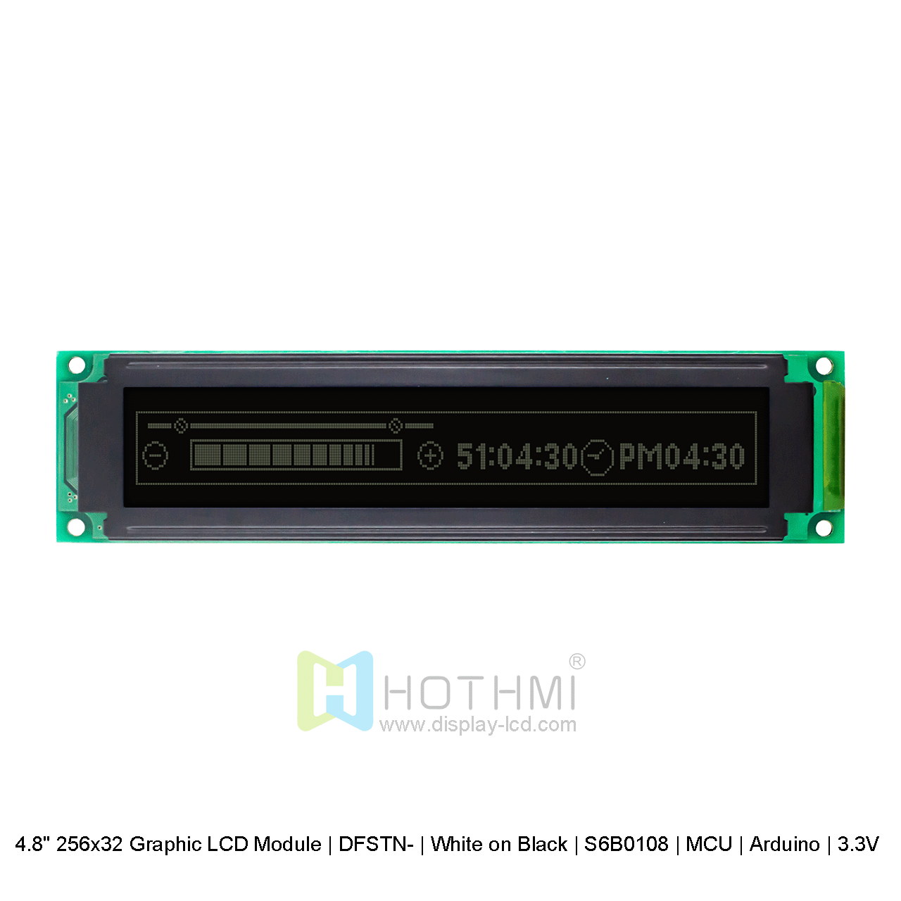 Graphic LCD Module | DFSTN- | 4.8" 256x32 White on Black | S6B0108 | MCU | Arduino | 3.3V