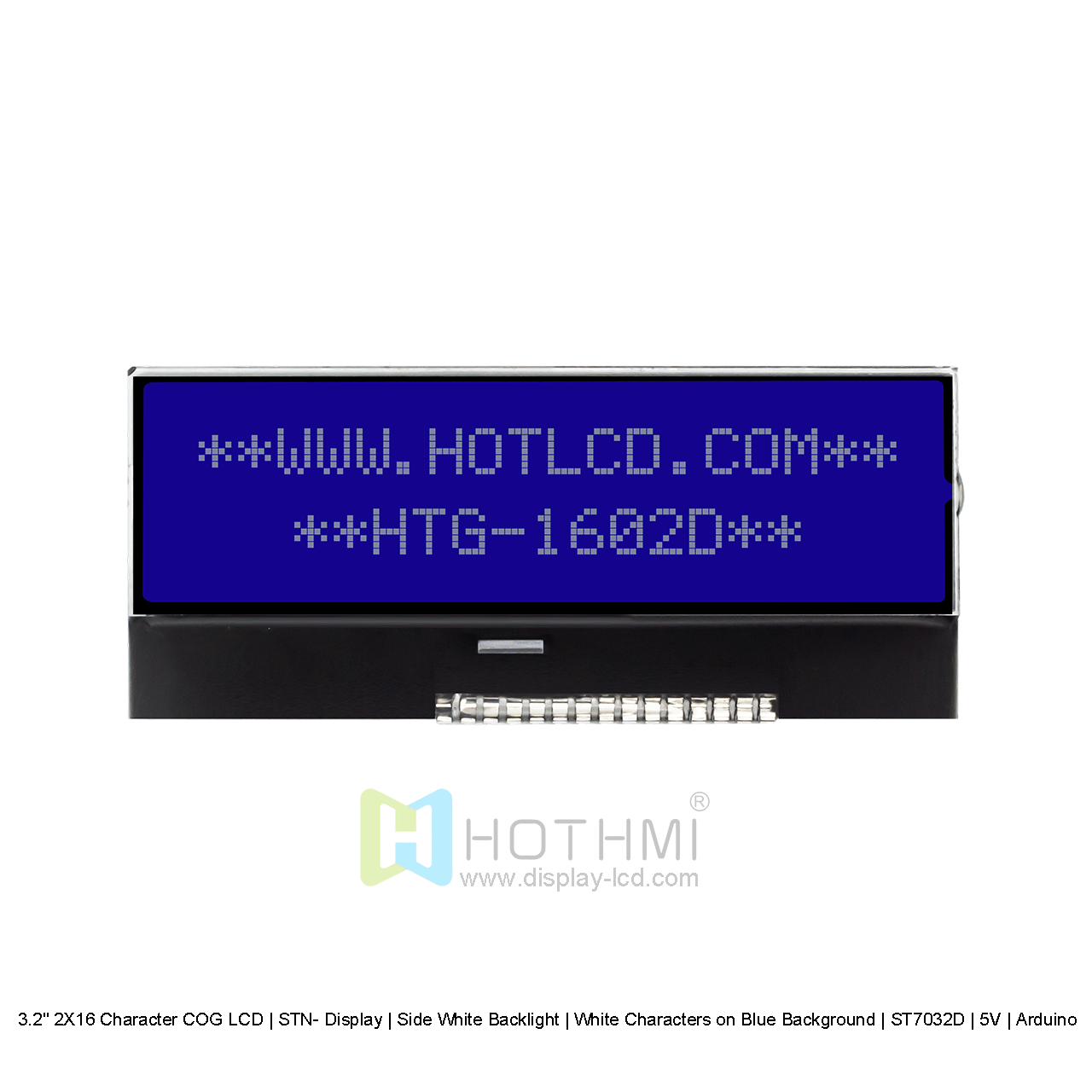 2X16 Character COG LCD| STN- Blue Display with Side White Backlight 