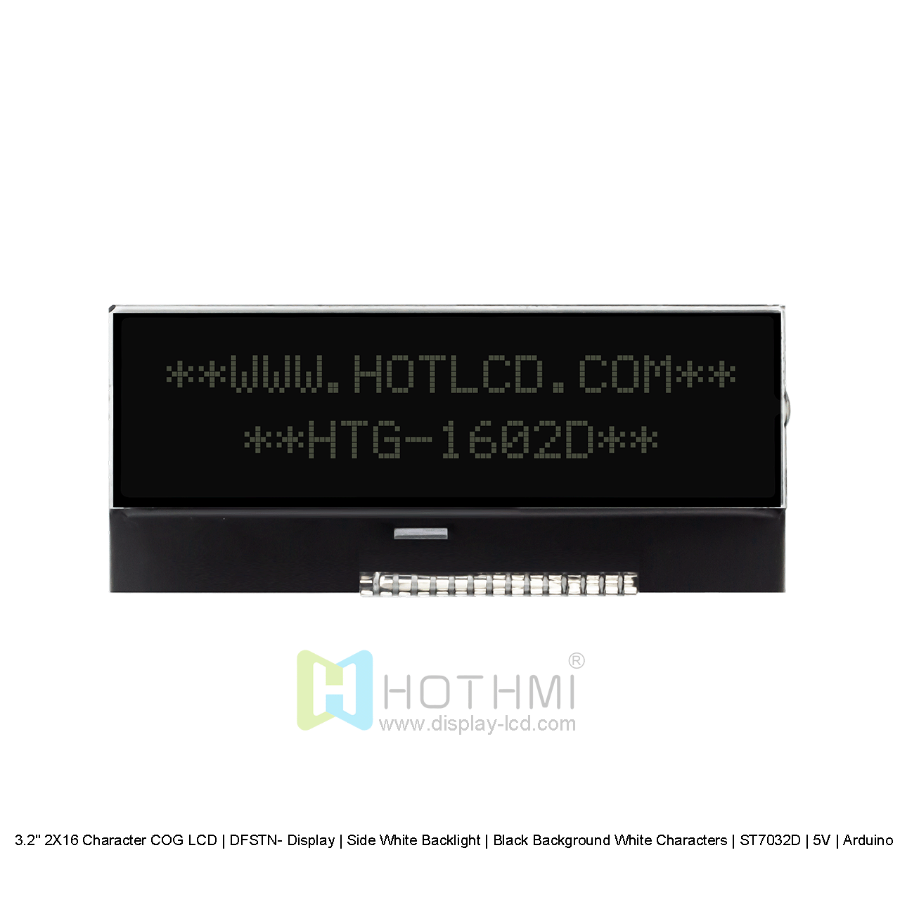 2X16 Character COG LCD | DFSTN- STN- Black Display with Side White Backlight 5V