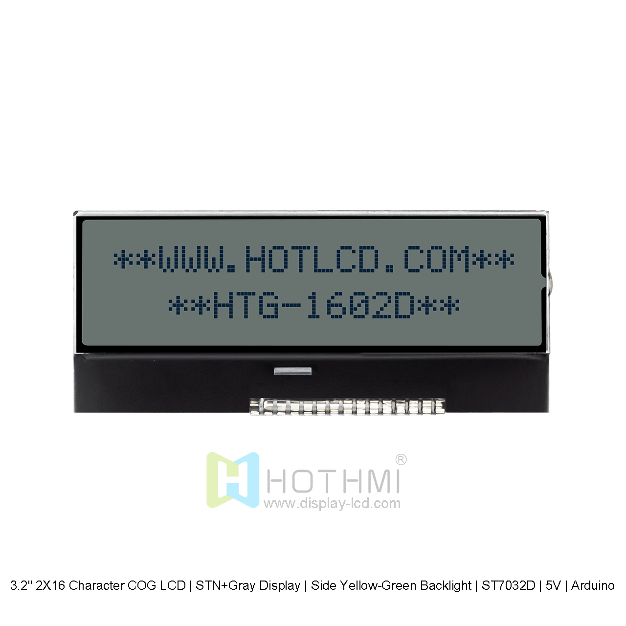 16×2 Character COG LCD | DFSTN- STN- Grey Display with Side yellow-green Backlight 5V