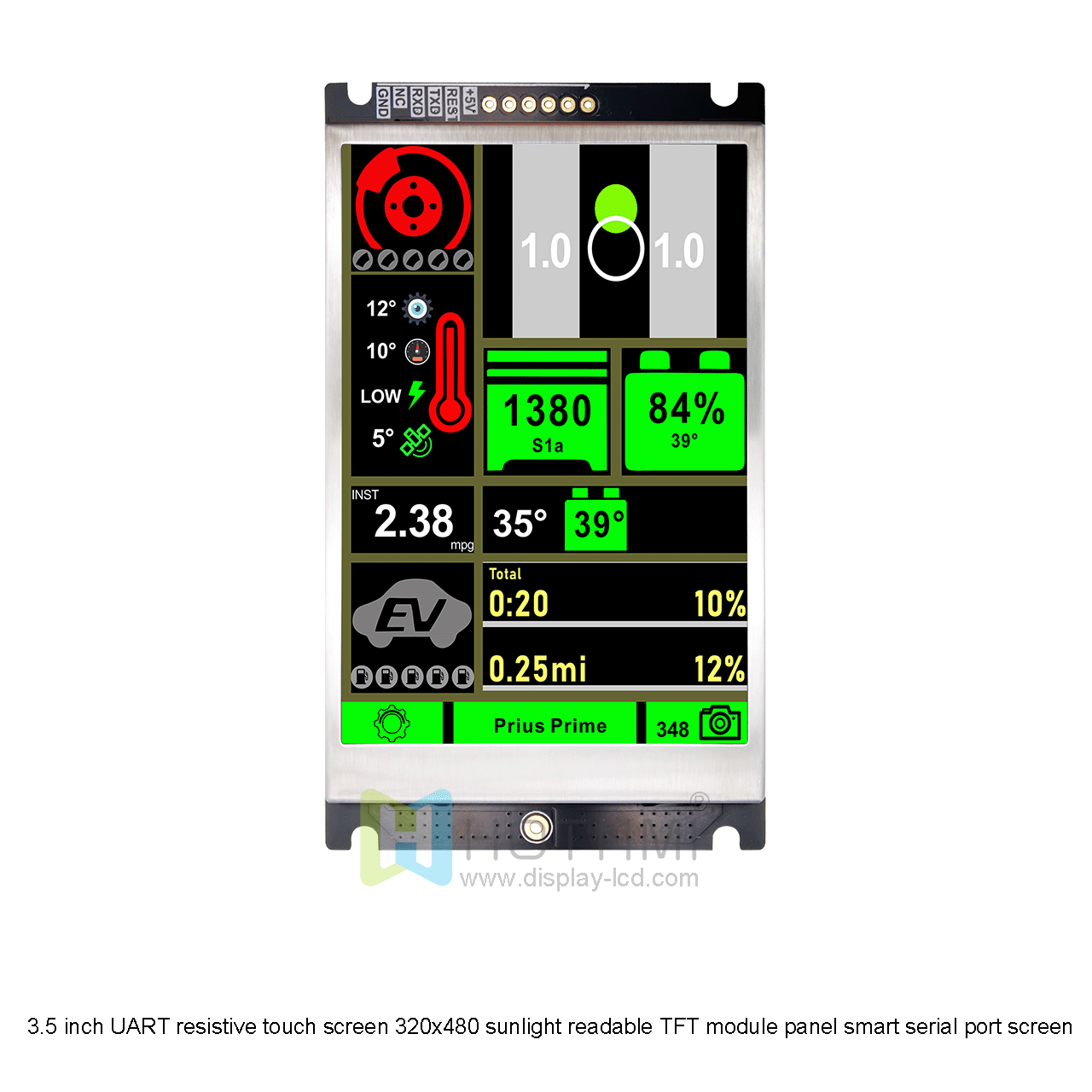 3.5 inch UART resistive touch screen 320x480 sunlight readable TFT module panel smart serial port screen