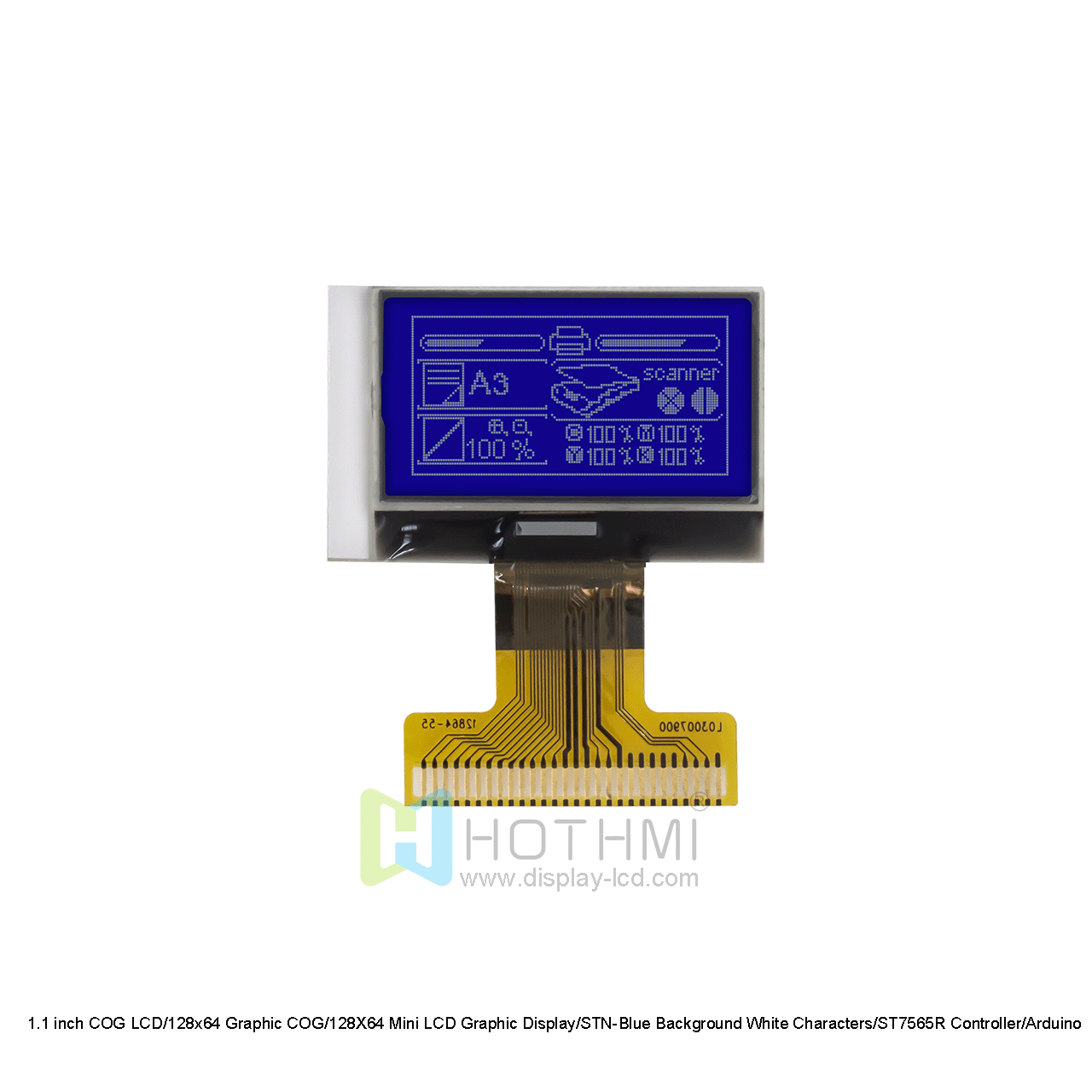 1.1 inch COG LCD/128x64 Graphic COG/12864 Mini LCD Graphic Display/STN-Blue Background White Characters/ST7565R Controller/Arduino