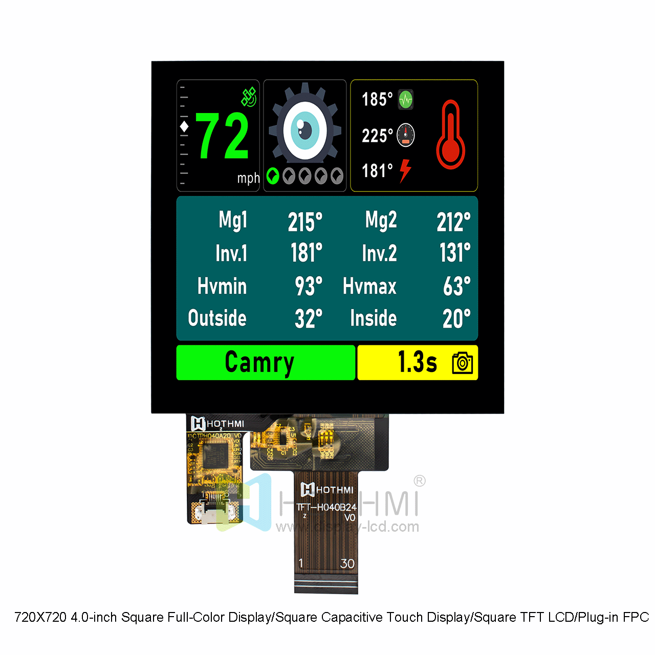720X720 4.0-inch Square Full-Color Display/Square Capacitive Touch Display/Square TFT LCD/Plug-in FPC