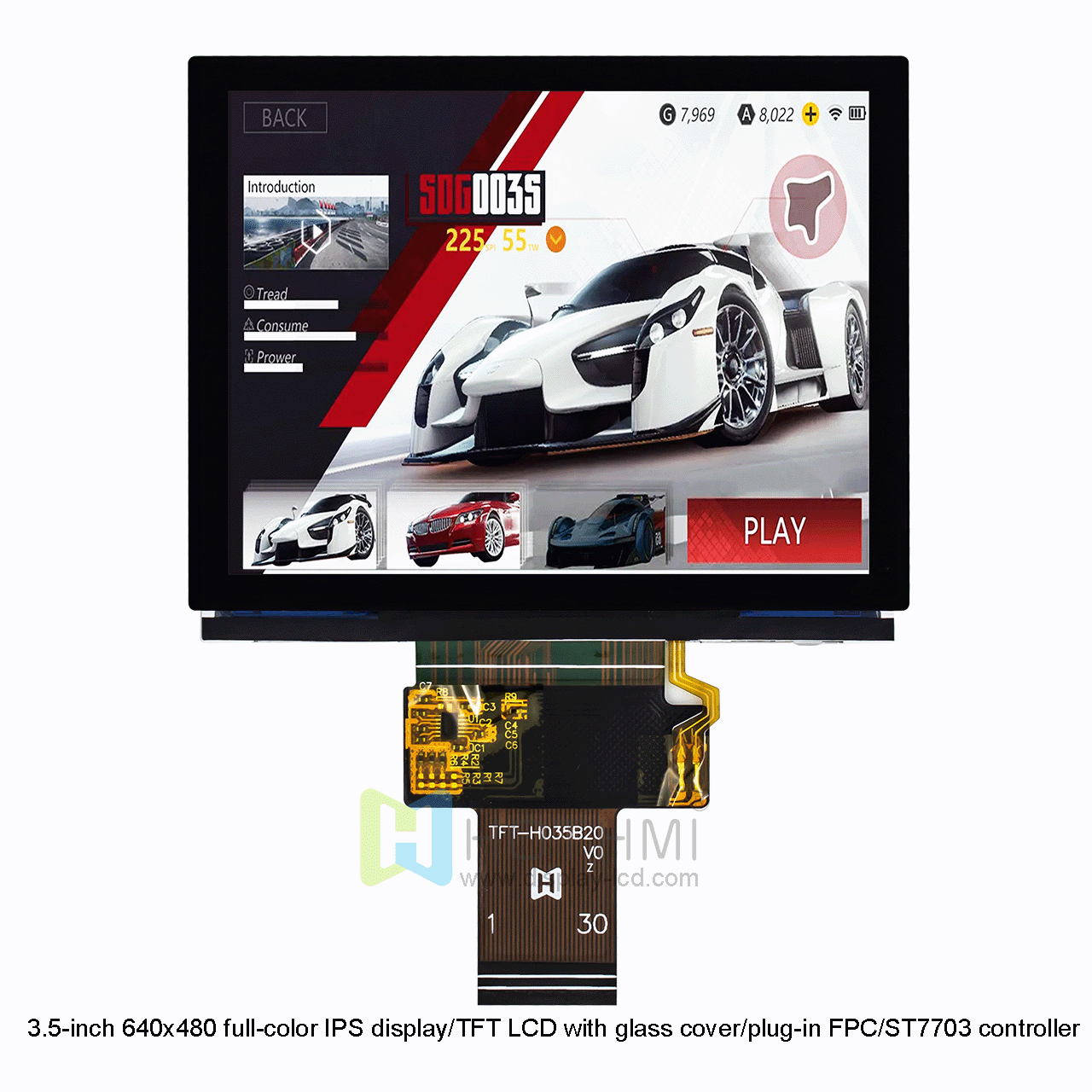 3.5-inch 640x480 full-color IPS display/TFT LCD with glass cover/plug-in FPC/ST7703 controller