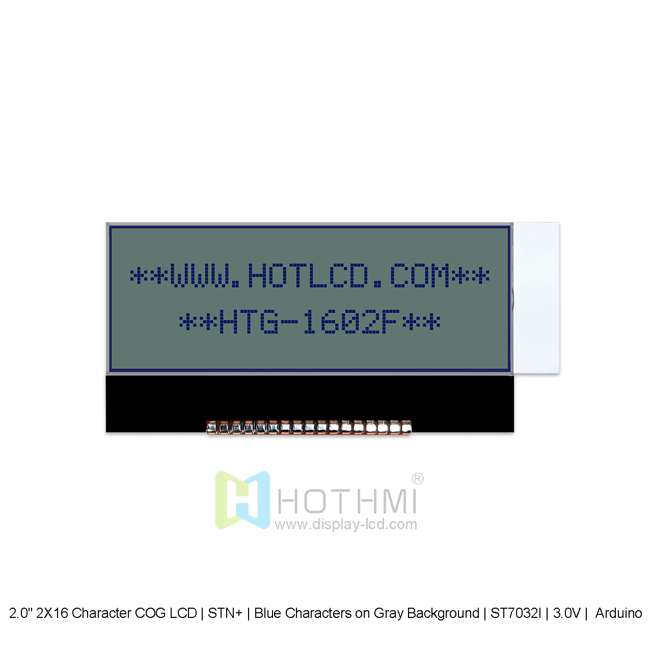 16×2 Character COG LCD | STN+ | Blue Characters on Gray Background | 3.0V |  Arduino