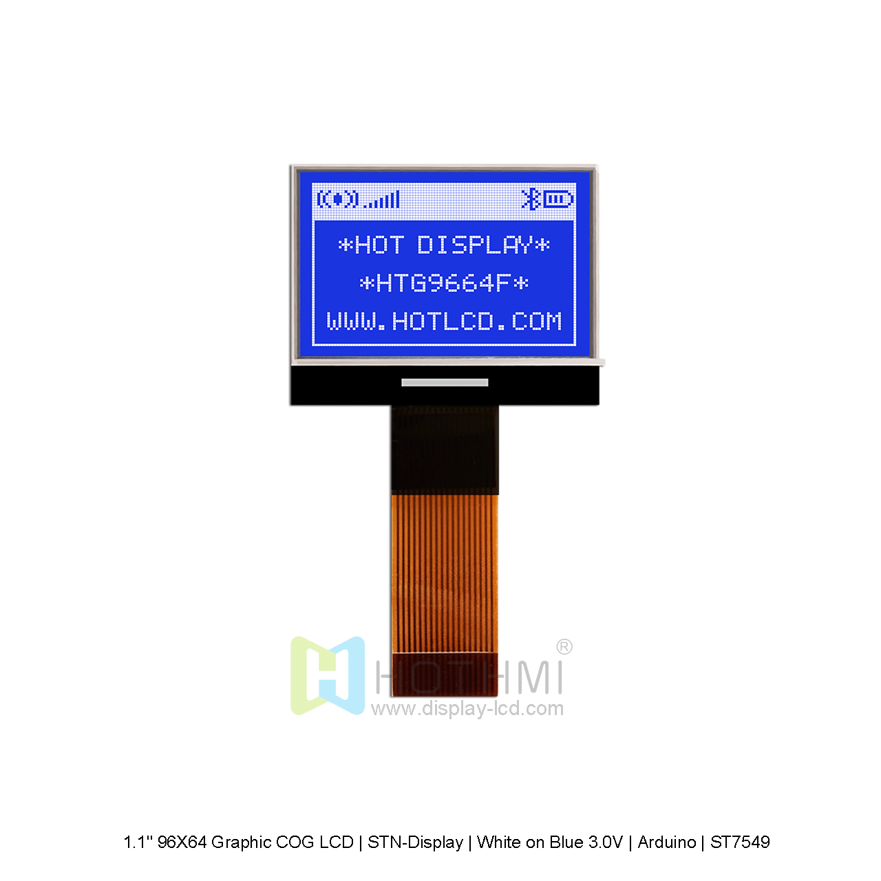 96X64 pixel Graphic COG LCD | STN-Display | White on Blue 3.0V | Arduino