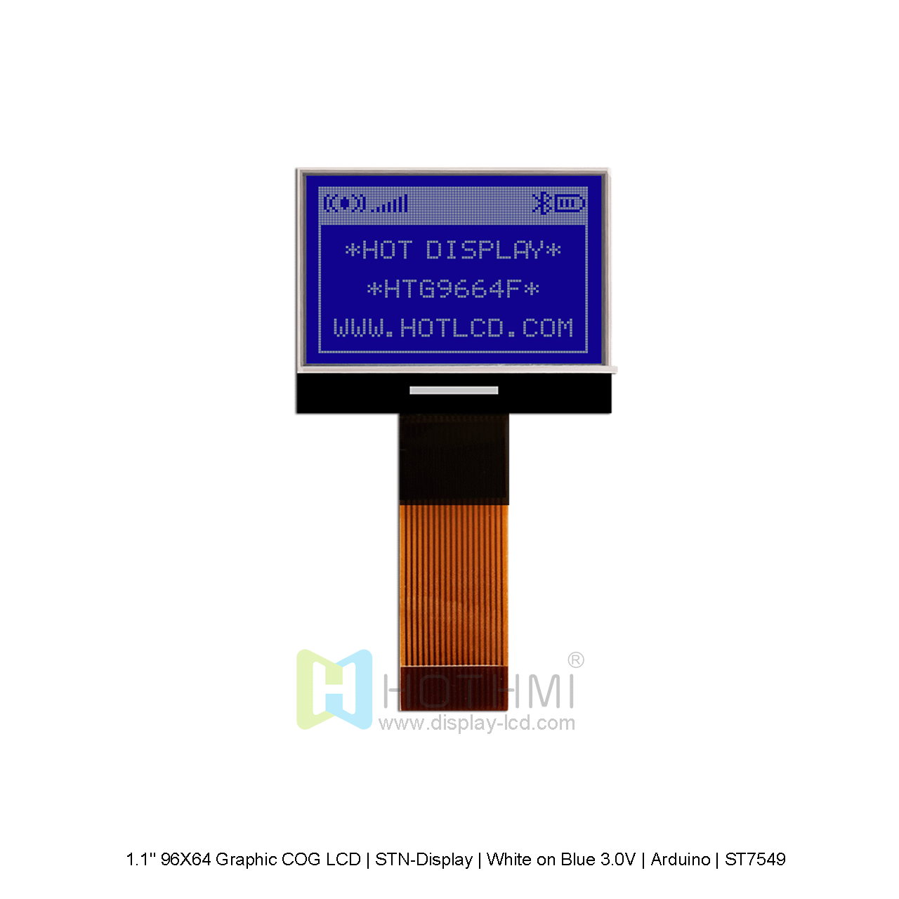 96X64 pixel Graphic COG LCD | STN-Display | White on Blue 3.0V | Arduino