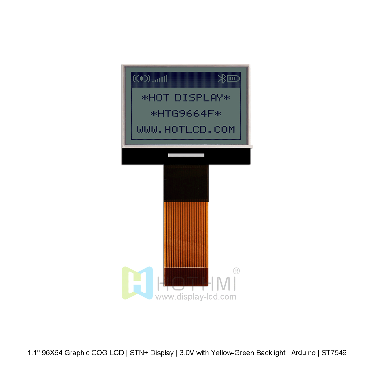 96X64 pixel Graphic COG LCD | STN+ Display | 3.0V with Yellow-Green Backlight | Arduino