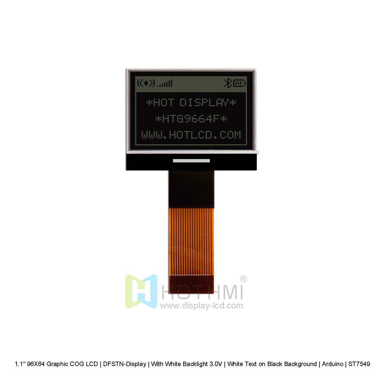 96X64 pixel Graphic COG LCD | DFSTN-Display | With White Backlight 3.0V | White Text on Black Background | Arduino